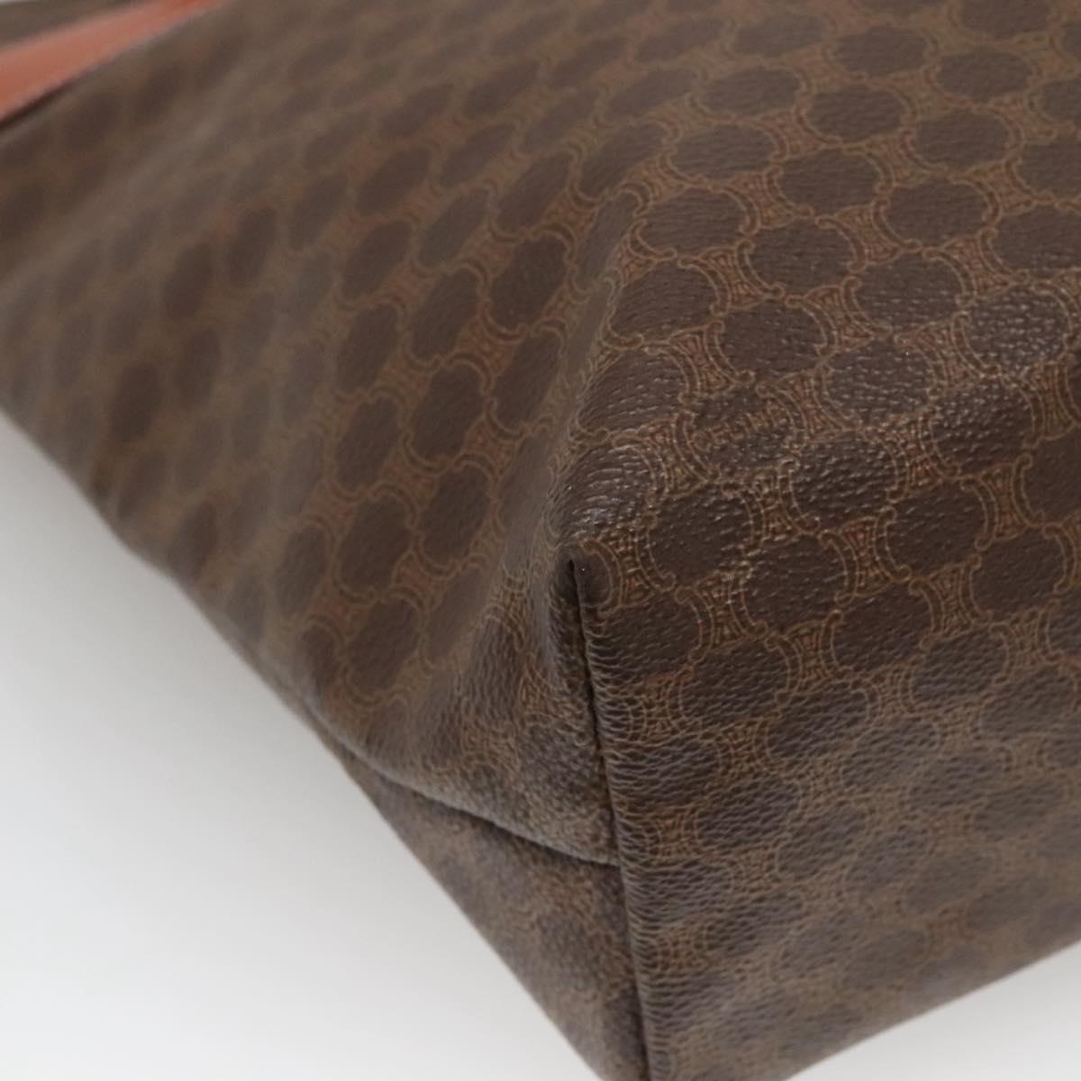 CELINE Macadam Canvas Tote Bag PVC Leather Brown Gold Auth 137828