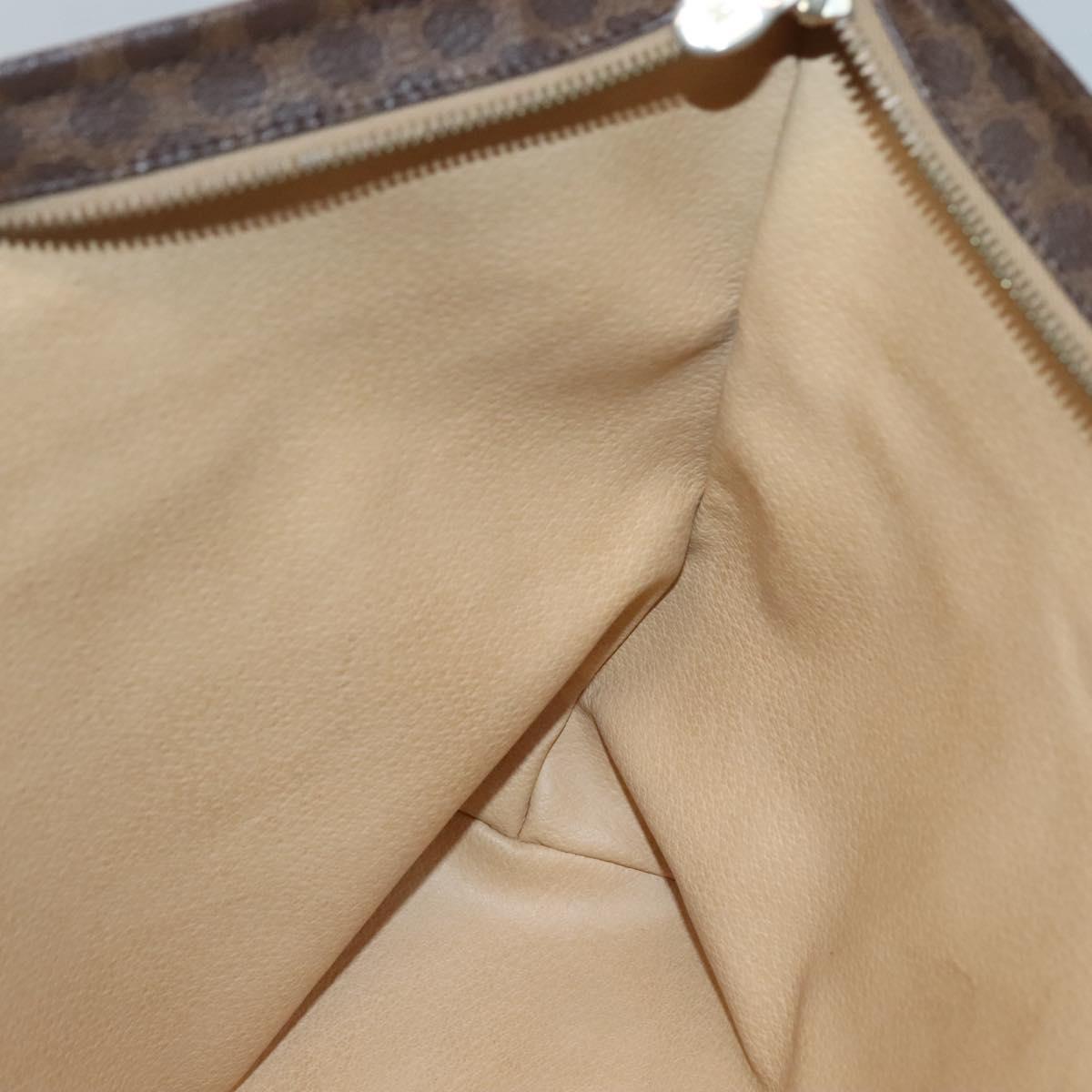 CELINE Macadam Canvas Tote Bag PVC Leather Brown Gold Auth 137828