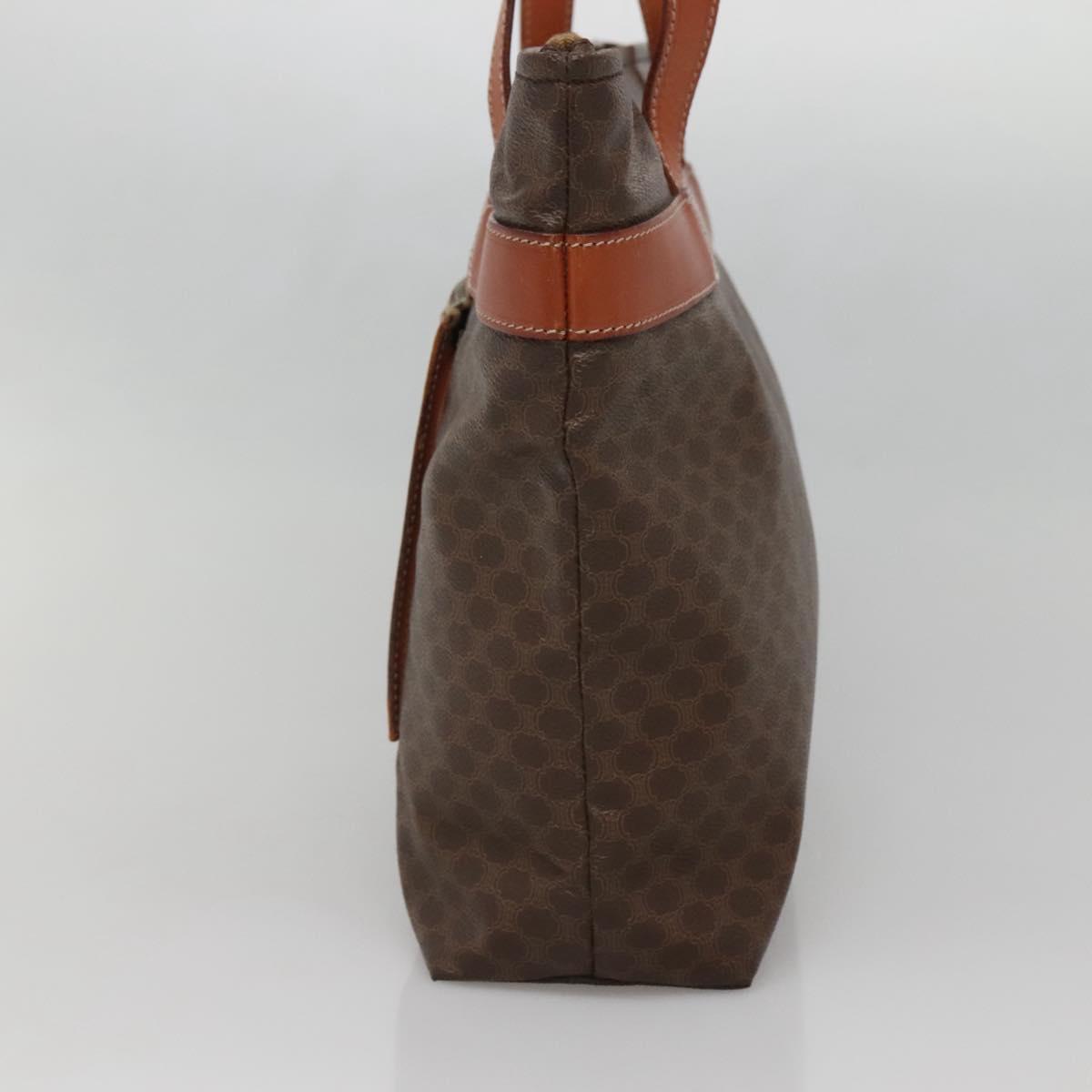 CELINE Macadam Canvas Tote Bag PVC Leather Brown Gold Auth 137828