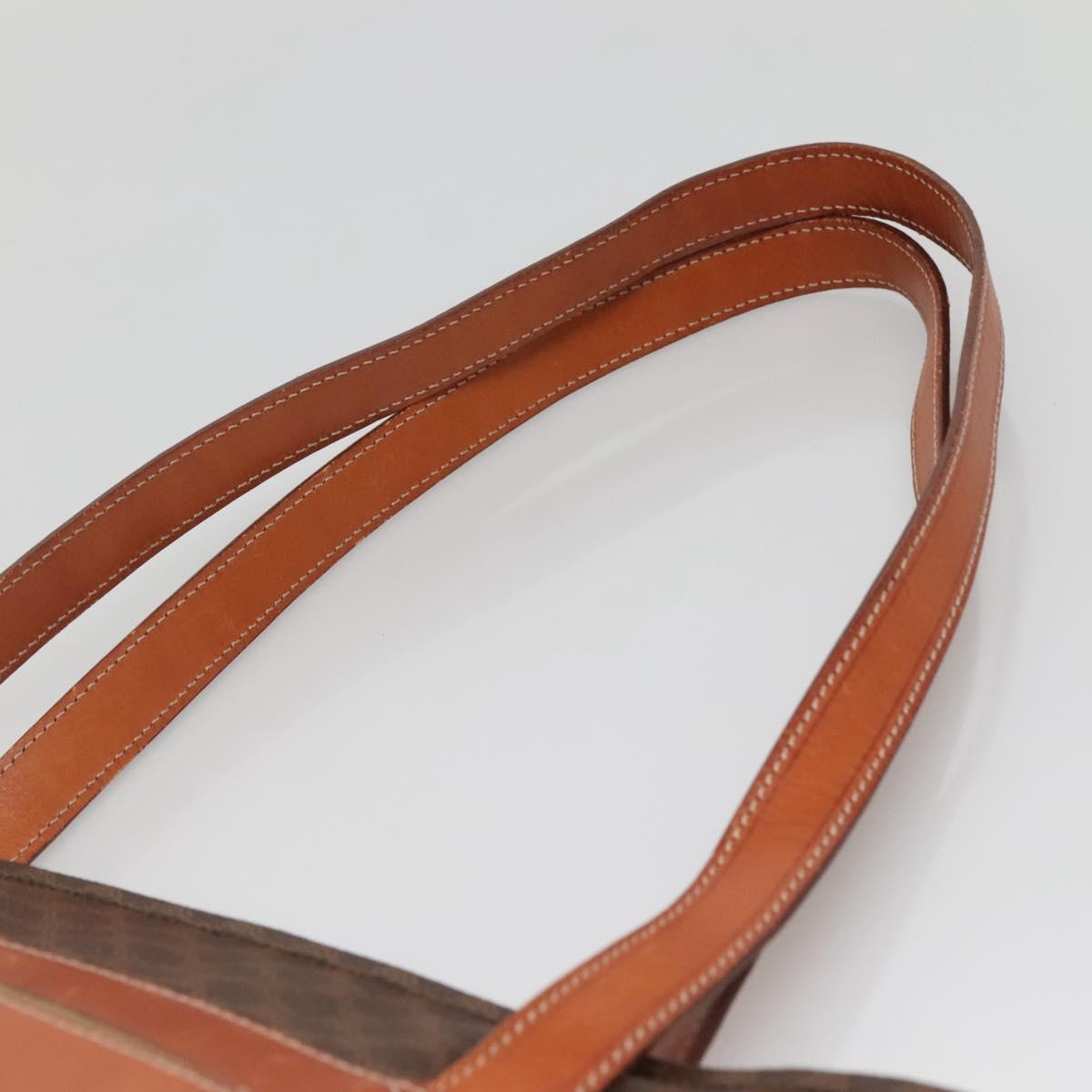 CELINE Macadam Canvas Tote Bag PVC Leather Brown Gold Auth 137828