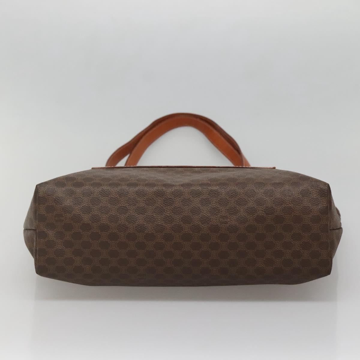 CELINE Macadam Canvas Tote Bag PVC Leather Brown Gold Auth 137828