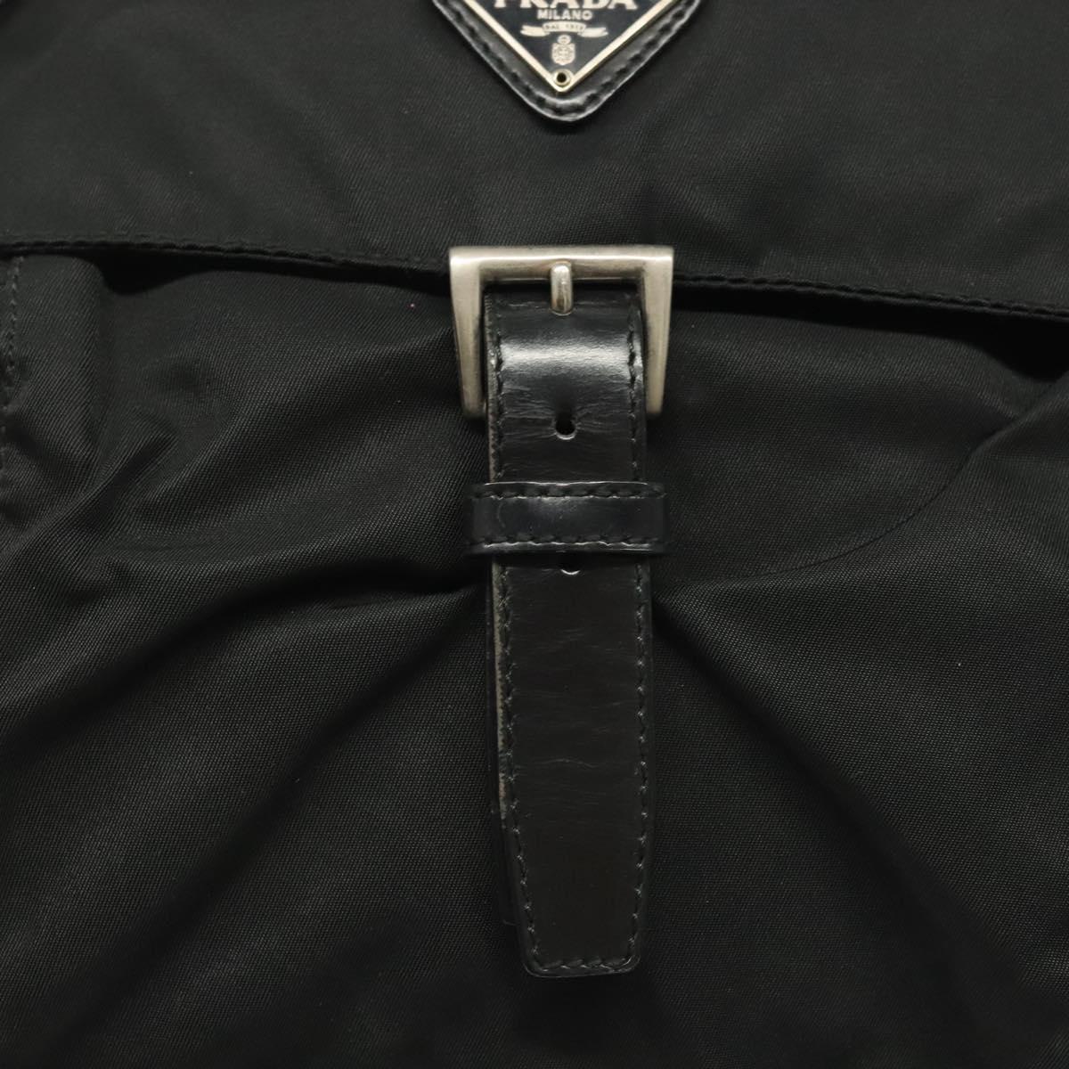 PRADA Shoulder Bag Nylon Black Silver Auth 137845