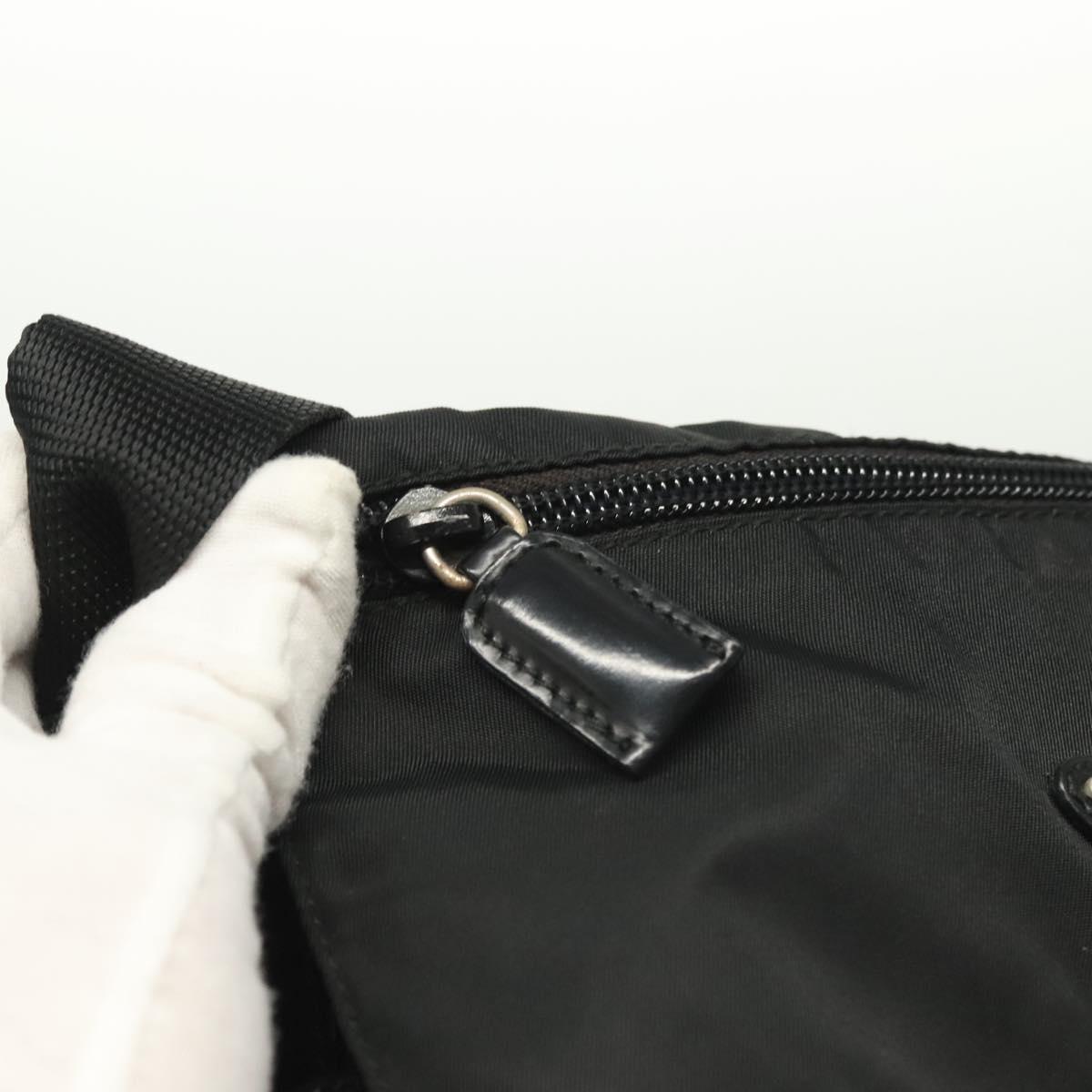 PRADA Shoulder Bag Nylon Black Silver Auth 137845