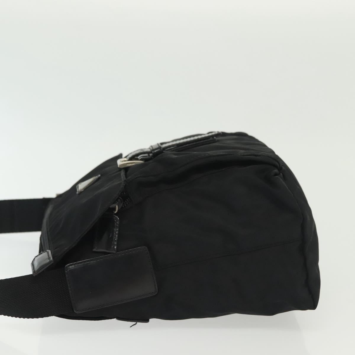 PRADA Shoulder Bag Nylon Black Silver Auth 137845
