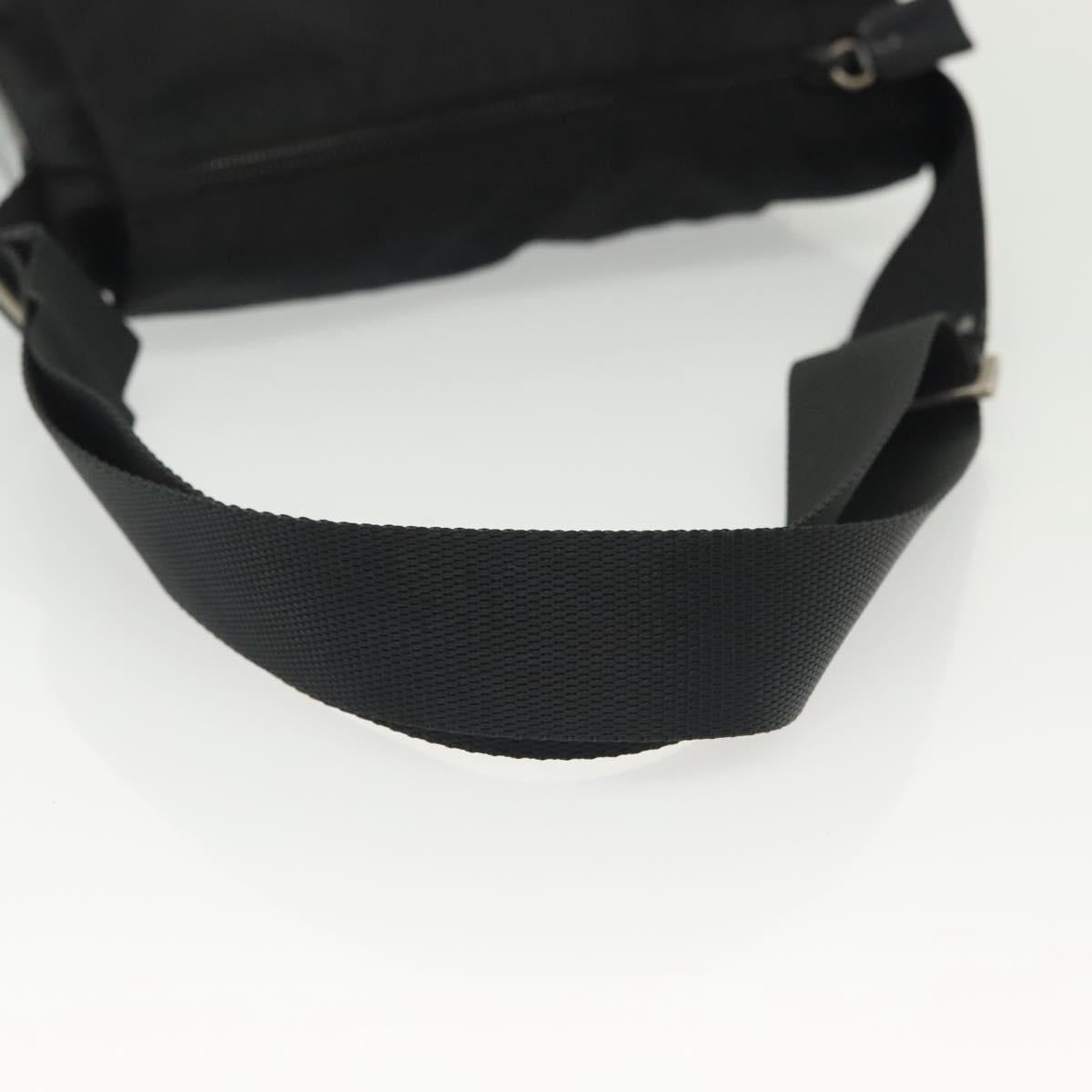 PRADA Shoulder Bag Nylon Black Silver Auth 137845
