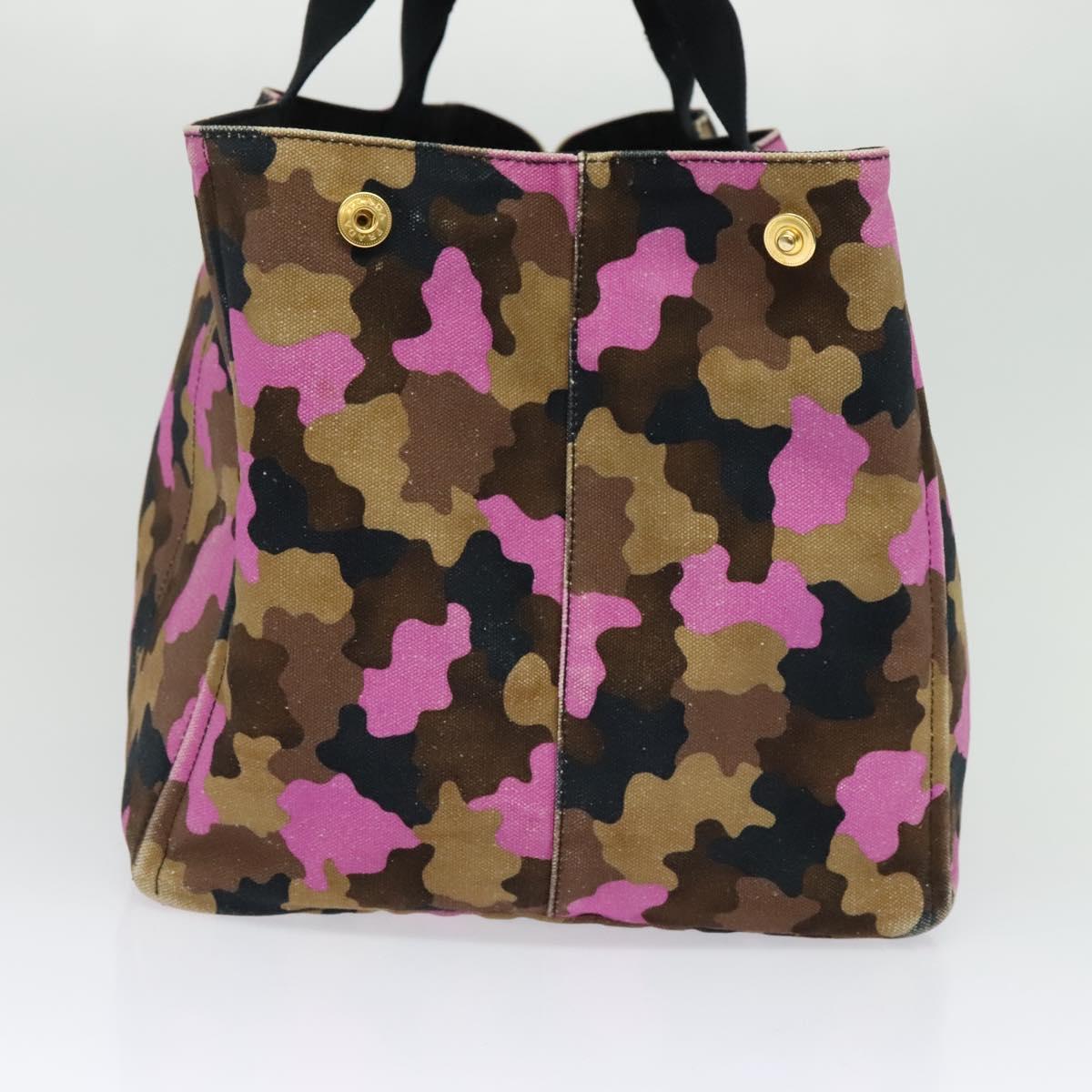 PRADA Camouflage Canapa GM Hand Bag Canvas Purple Gold Auth 137846