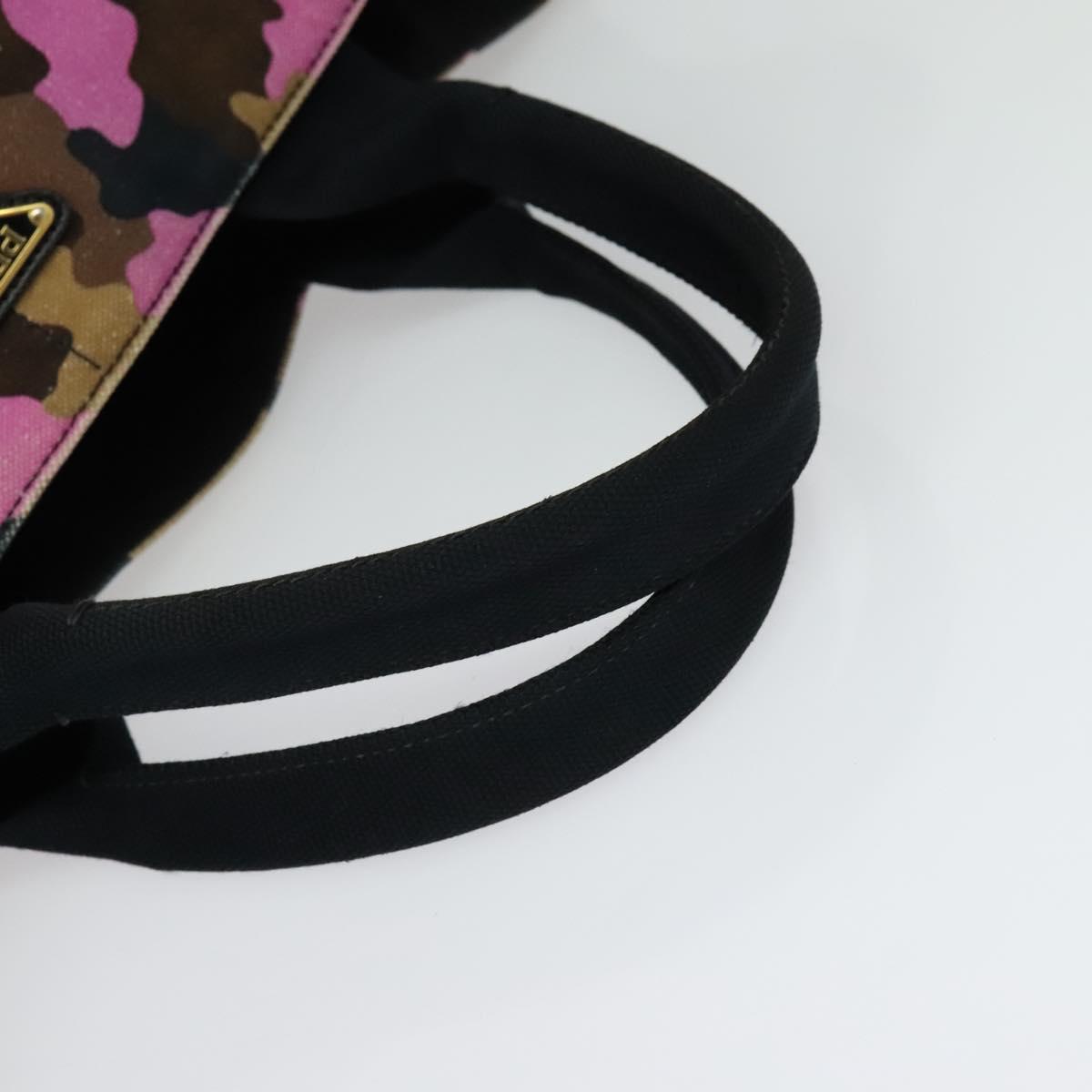 PRADA Camouflage Canapa GM Hand Bag Canvas Purple Gold Auth 137846