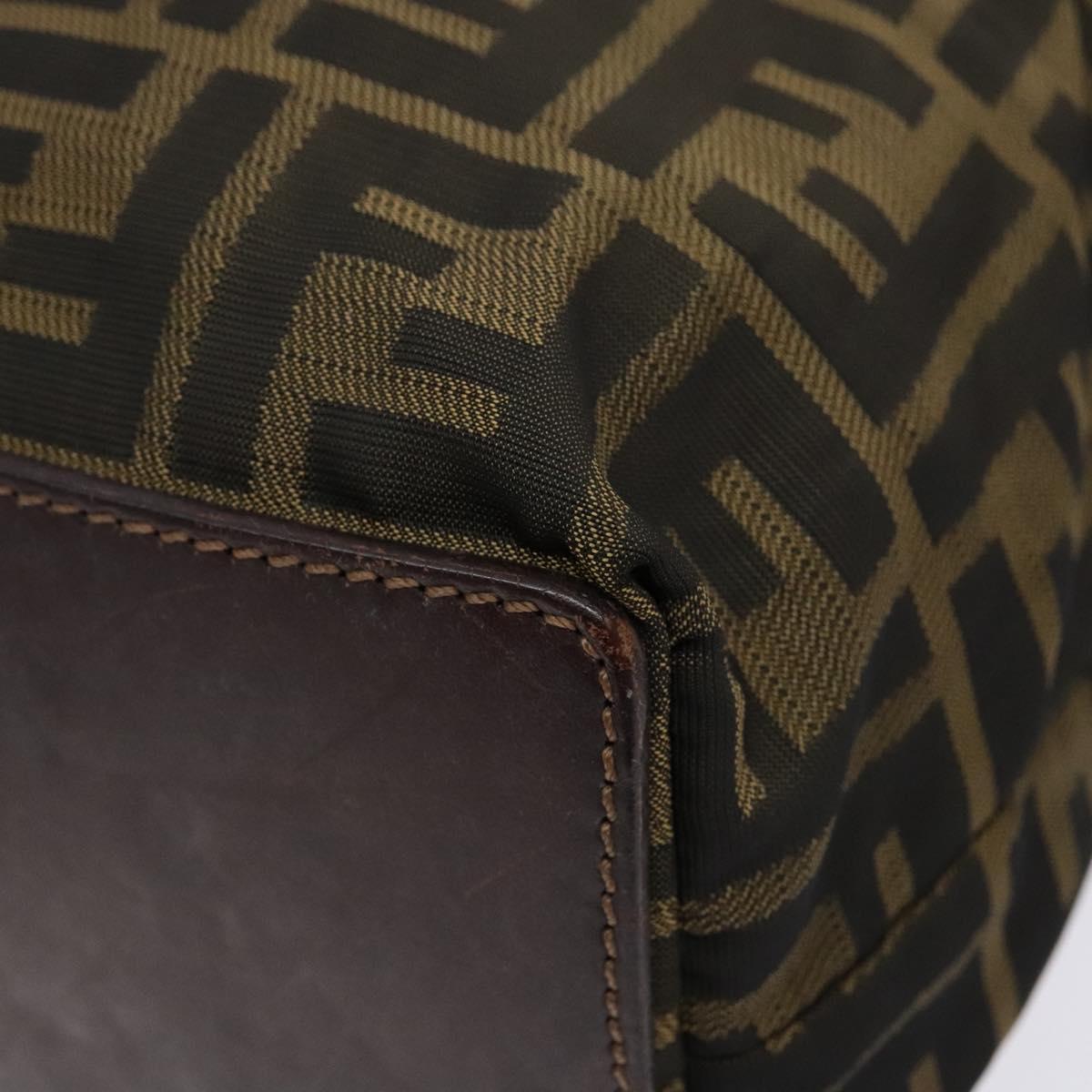 FENDI Zucca Canvas Hand Bag Black Khaki Auth 137851