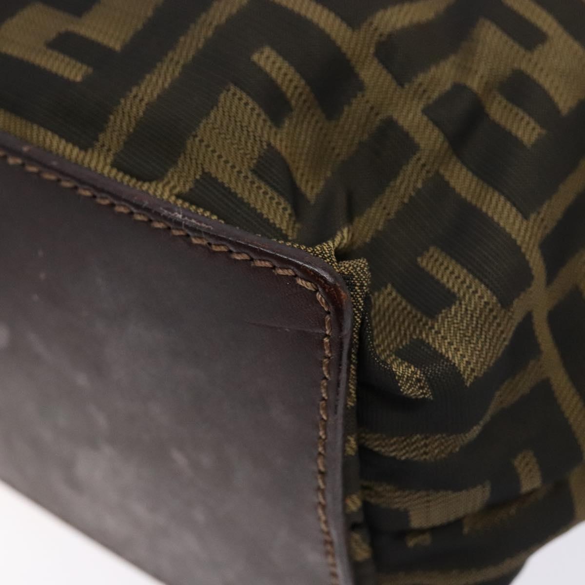 FENDI Zucca Canvas Hand Bag Black Khaki Auth 137851