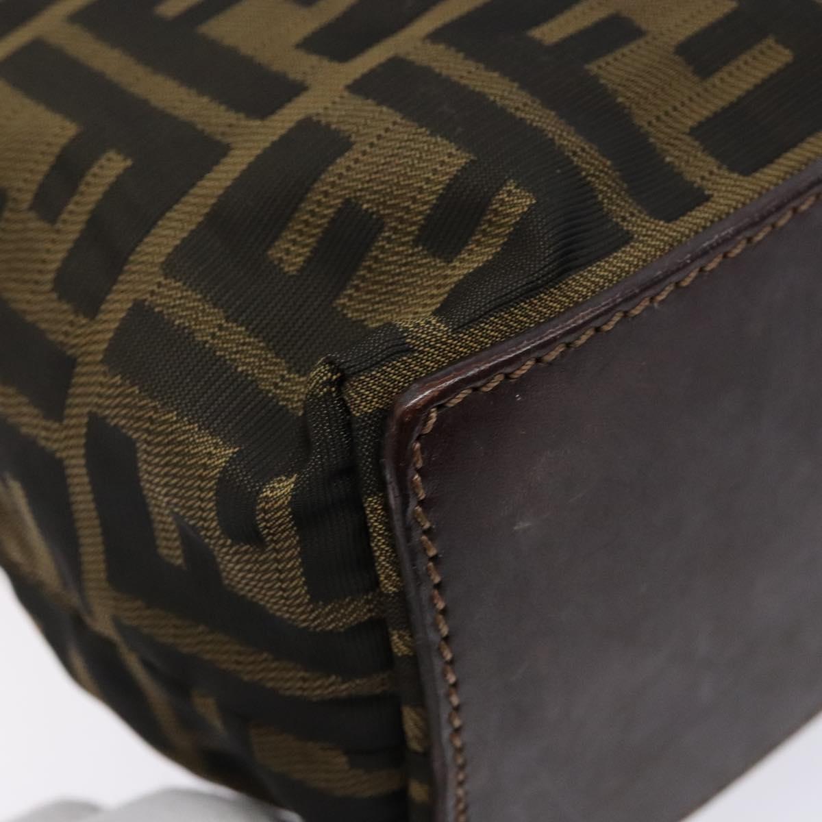 FENDI Zucca Canvas Hand Bag Black Khaki Auth 137851
