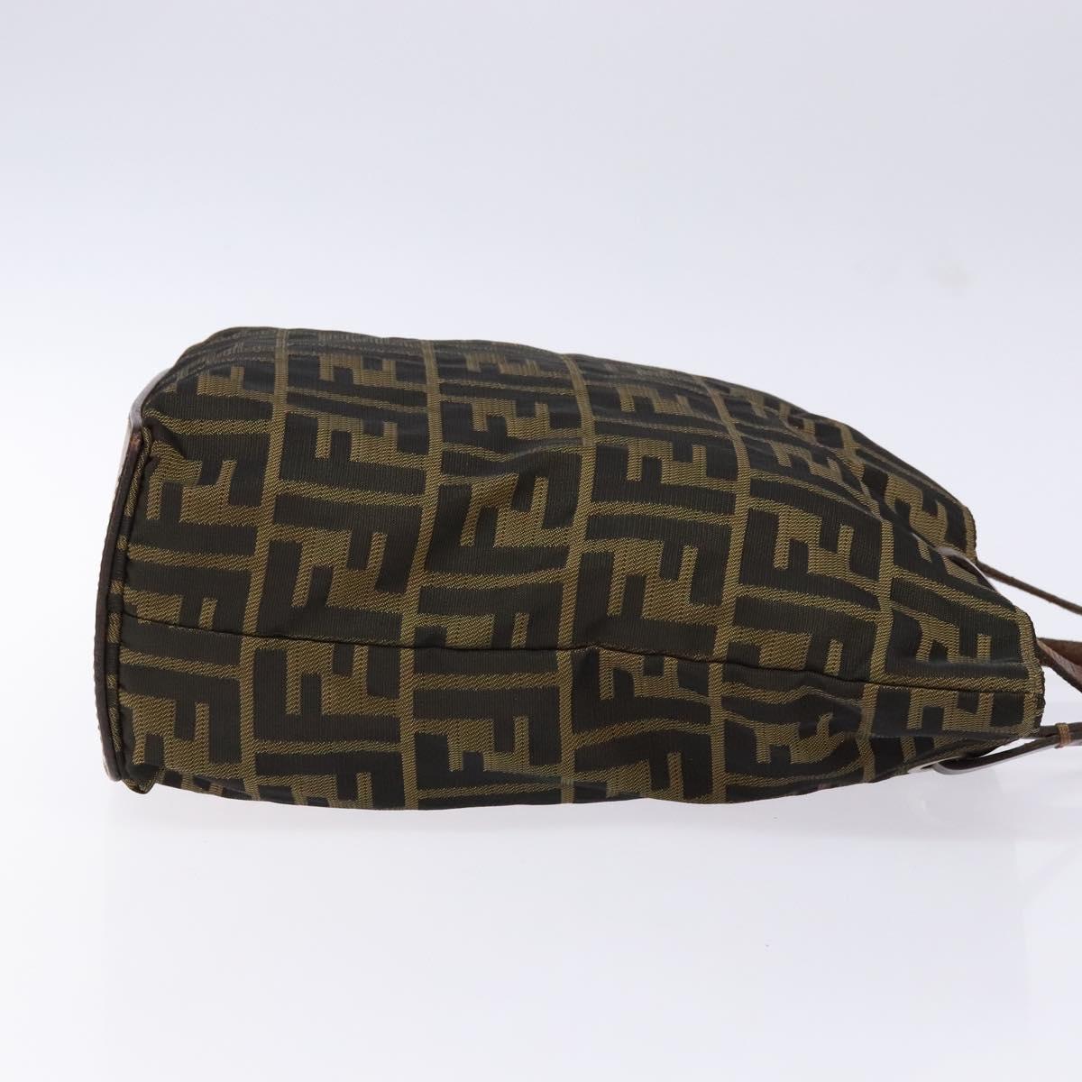 FENDI Zucca Canvas Hand Bag Black Khaki Auth 137851