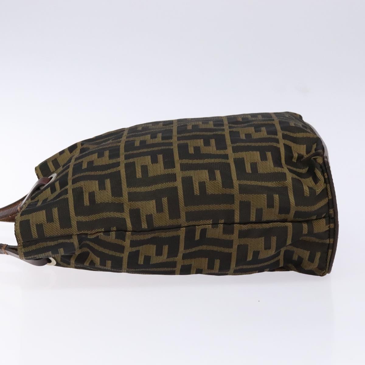 FENDI Zucca Canvas Hand Bag Black Khaki Auth 137851