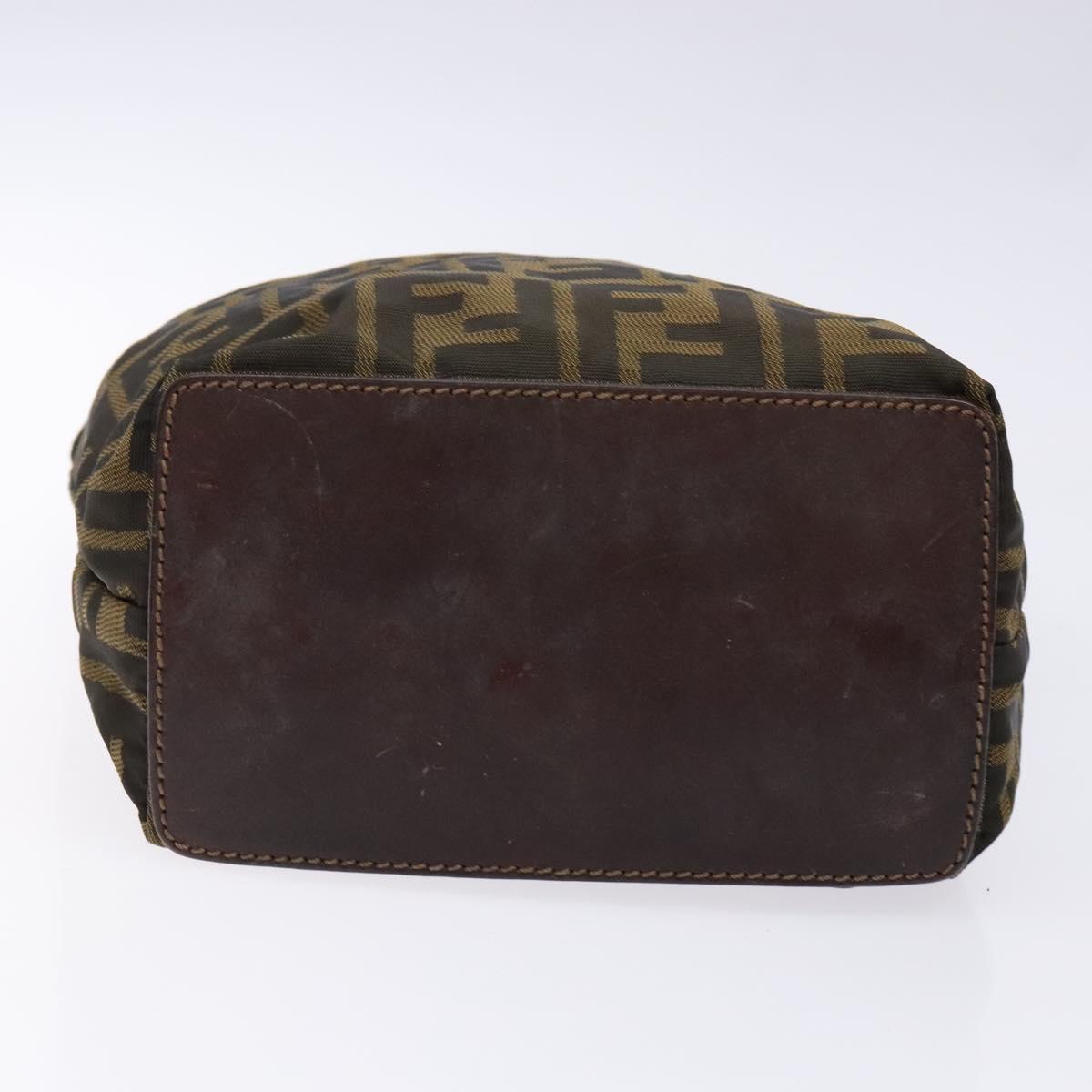 FENDI Zucca Canvas Hand Bag Black Khaki Auth 137851