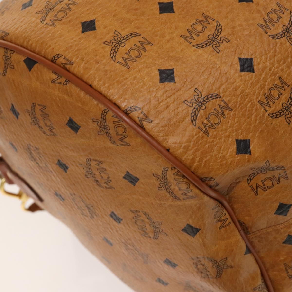 MCM Logogram Vicetos Boston Bag PVC Leather 2way Brown Gold Auth 137855