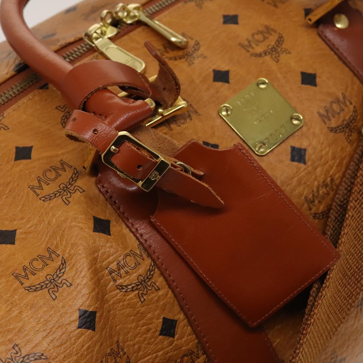 MCM Logogram Vicetos Boston Bag PVC Leather 2way Brown Gold Auth 137855