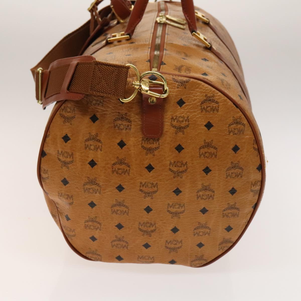 MCM Logogram Vicetos Boston Bag PVC Leather 2way Brown Gold Auth 137855