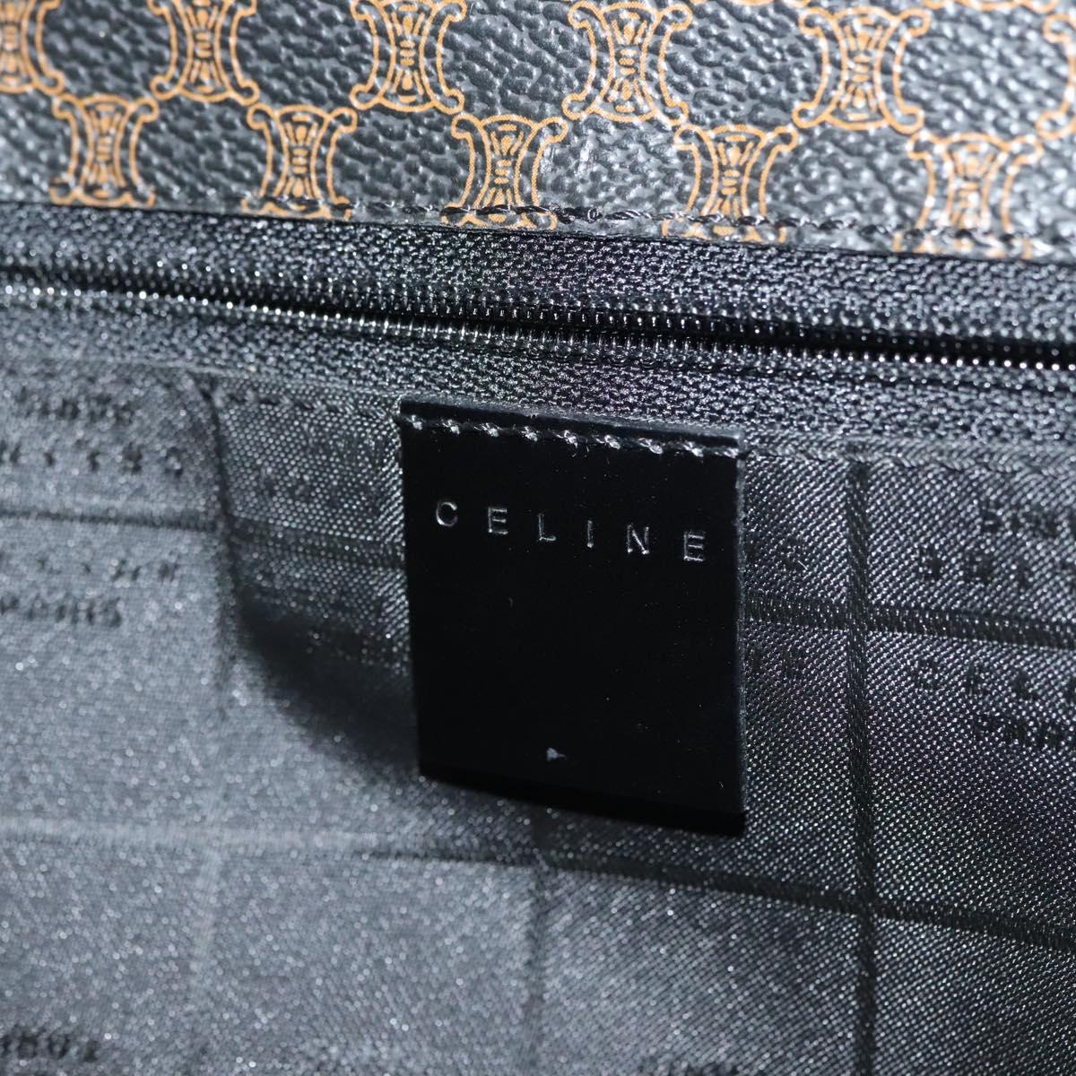 CELINE Macadam Canvas Shoulder Bag PVC Leather Black Gold Auth 137858