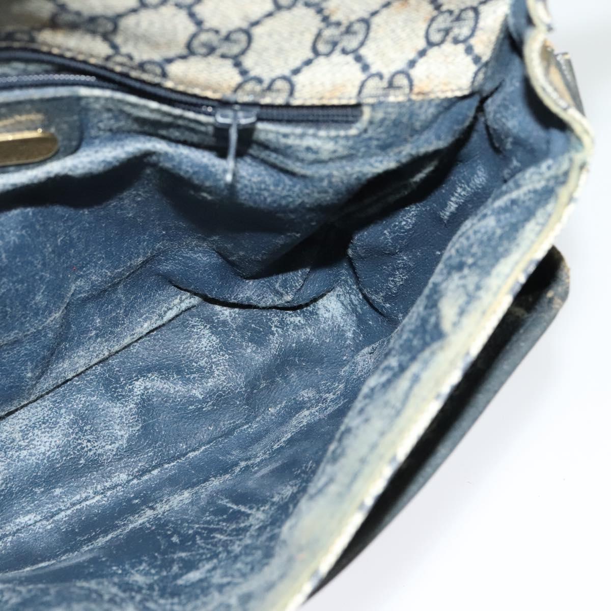 GUCCI GG Supreme Shoulder Bag PVC Navy Gold Auth 137864