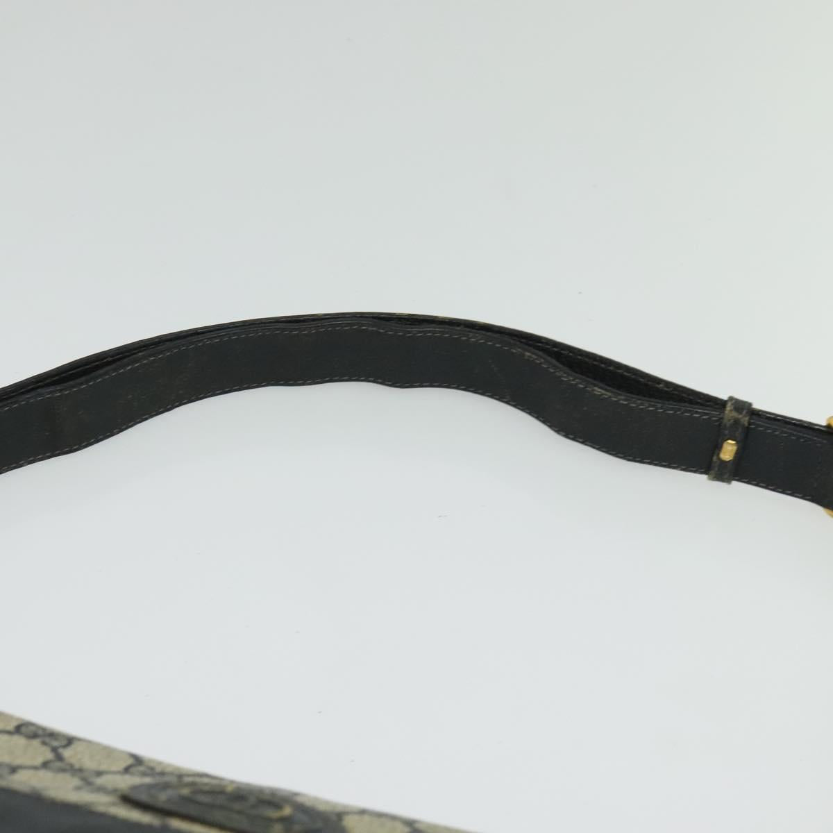 GUCCI GG Supreme Shoulder Bag PVC Navy Gold Auth 137864