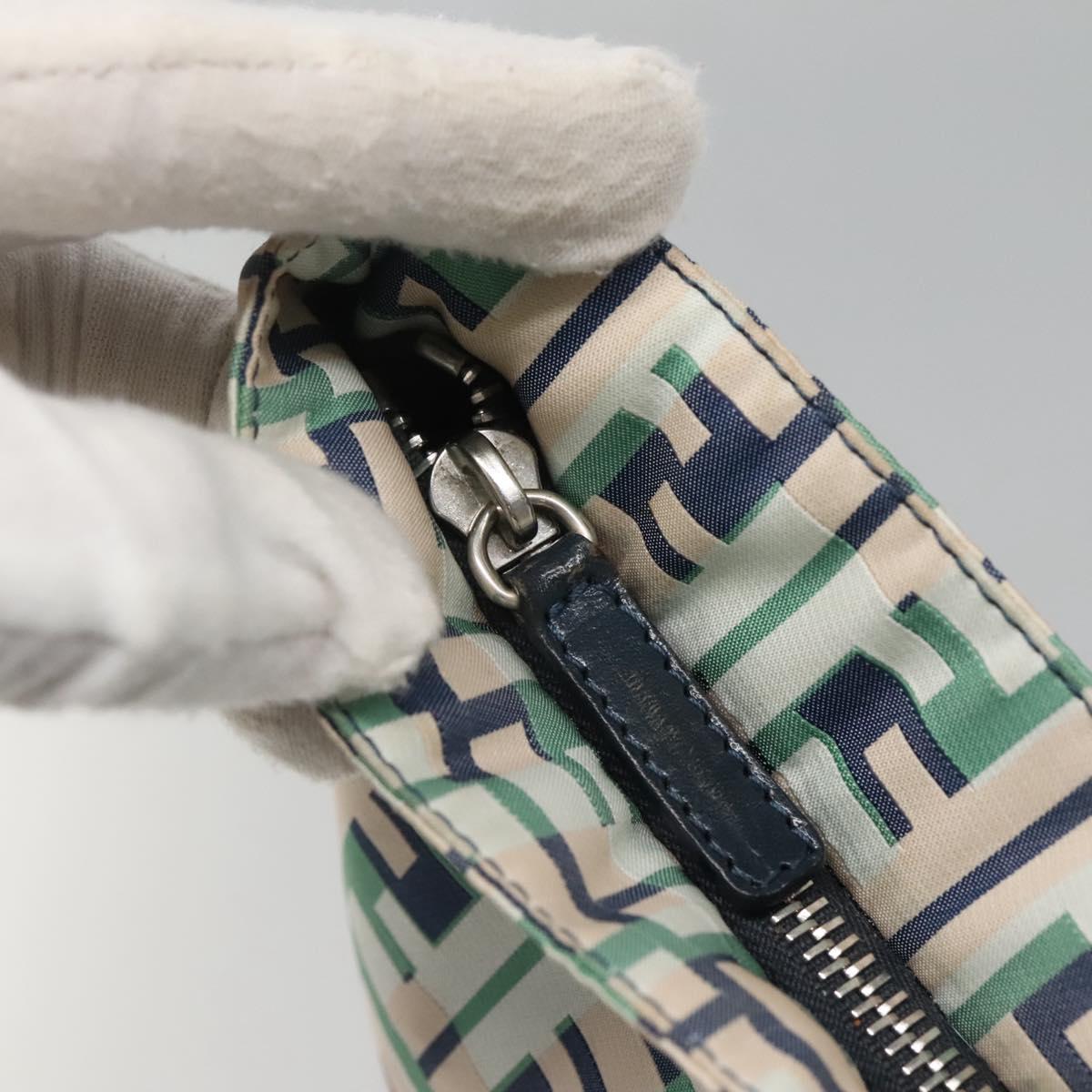 FENDI Zucca Canvas Tote Bag Green Silver Auth 137870