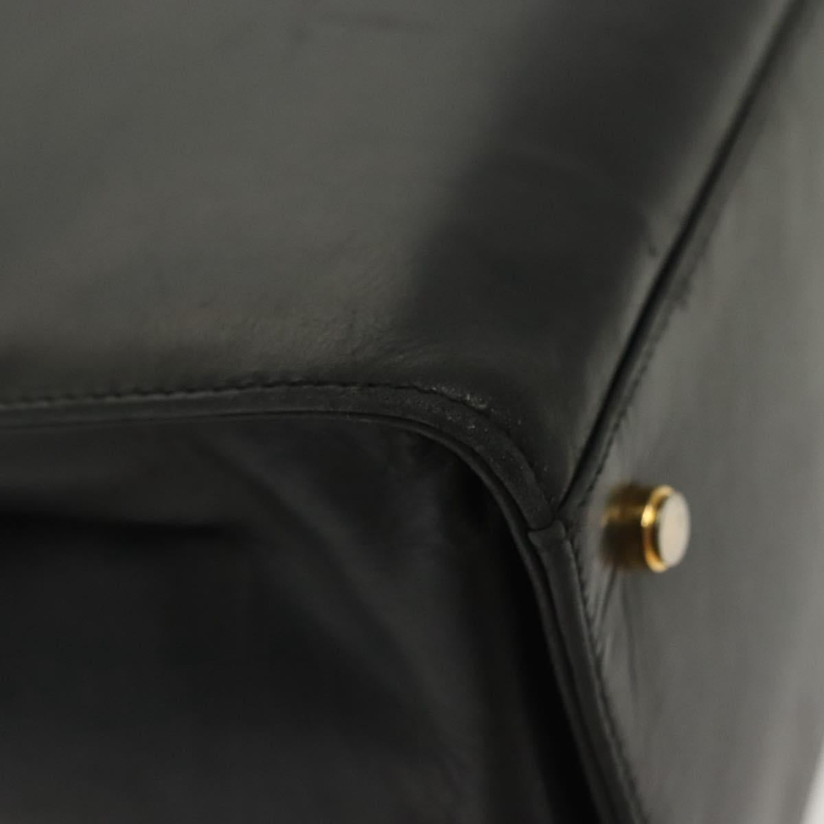 Salvatore Ferragamo Gancini Shoulder Bag Leather Black Gold Auth 137871