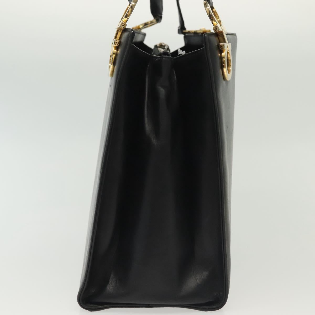 Salvatore Ferragamo Gancini Shoulder Bag Leather Black Gold Auth 137871