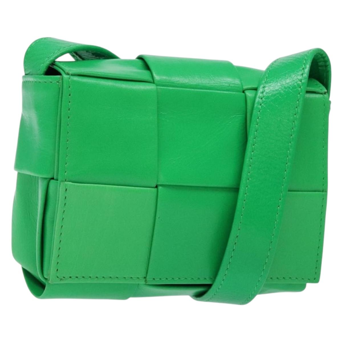 BOTTEGA VENETA Candy Cassette Shoulder Bag Leather Green Auth 137872