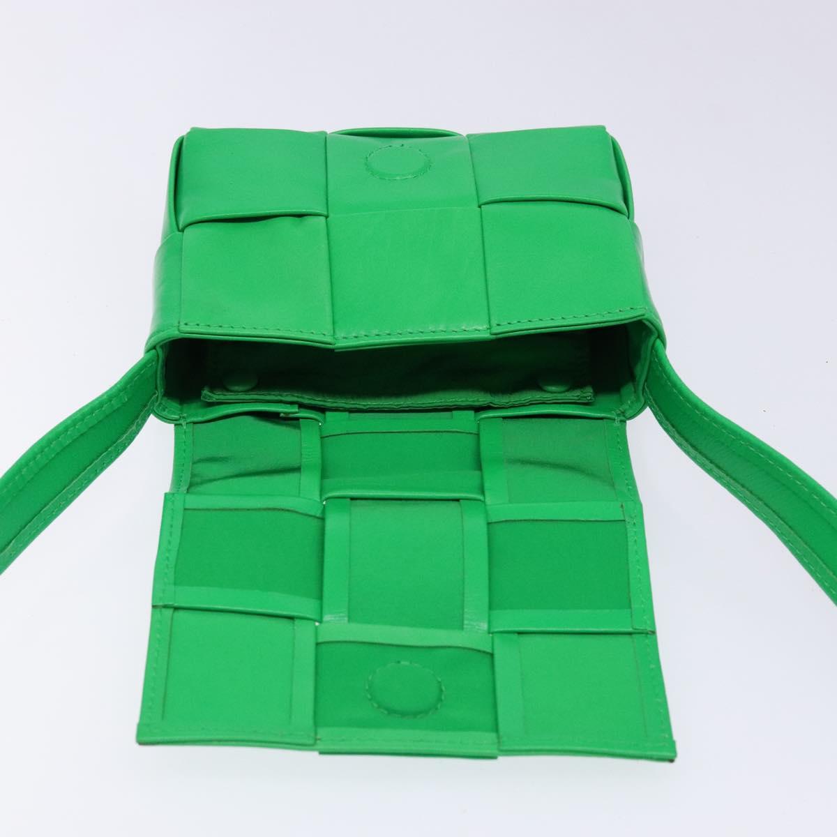 BOTTEGA VENETA Candy Cassette Shoulder Bag Leather Green Auth 137872