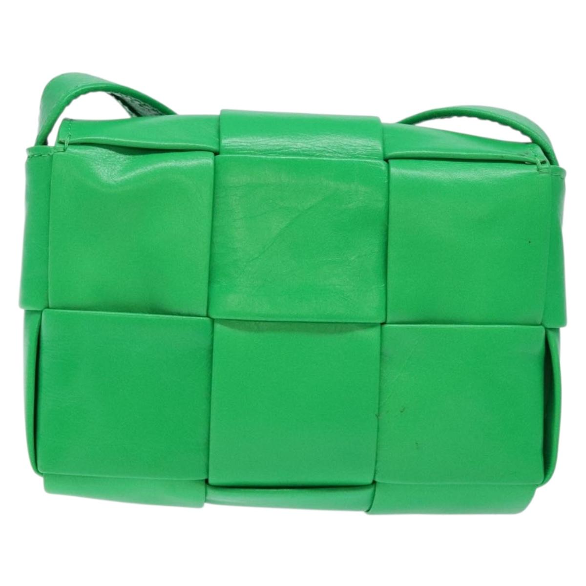 BOTTEGA VENETA Candy Cassette Shoulder Bag Leather Green Auth 137872