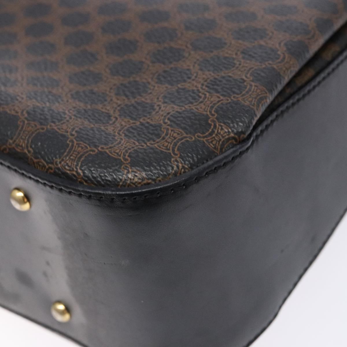 CELINE Macadam Canvas Hand Bag PVC Leather Black Gold Auth 137885A