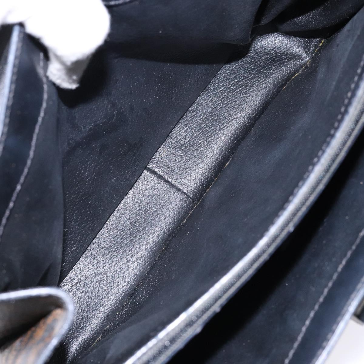 CELINE Macadam Canvas Hand Bag PVC Leather Black Gold Auth 137885A