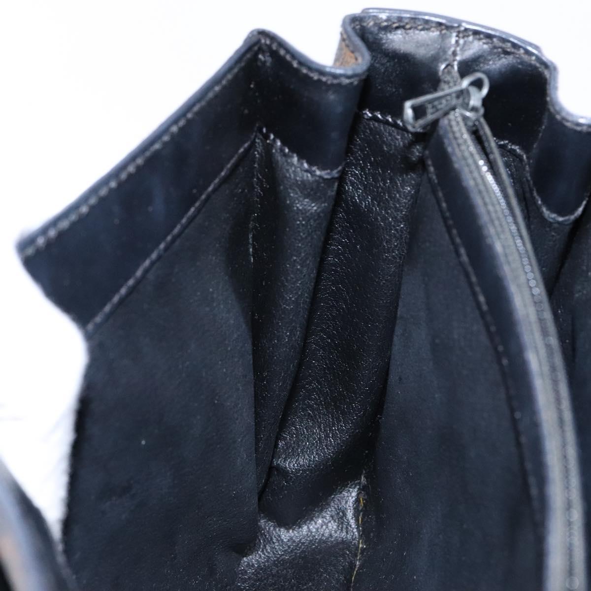 CELINE Macadam Canvas Hand Bag PVC Leather Black Gold Auth 137885A