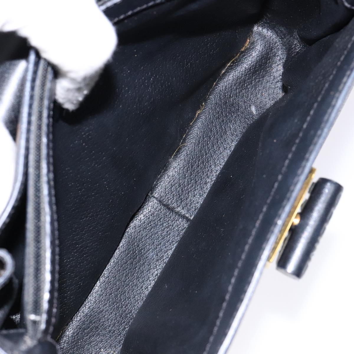 CELINE Macadam Canvas Hand Bag PVC Leather Black Gold Auth 137885A