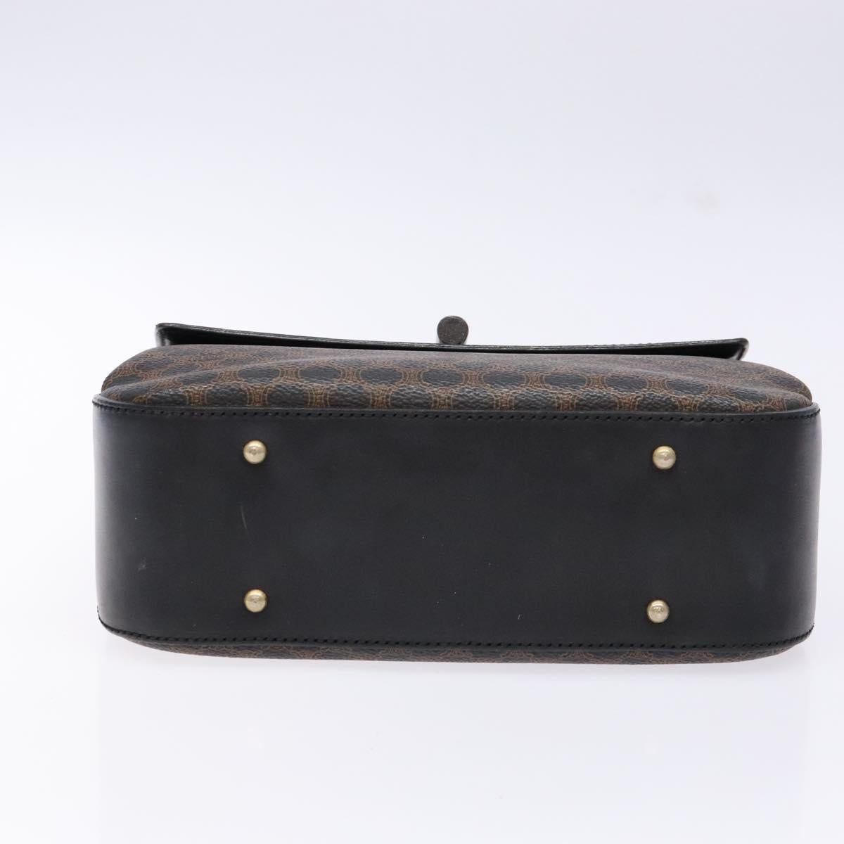 CELINE Macadam Canvas Hand Bag PVC Leather Black Gold Auth 137885A