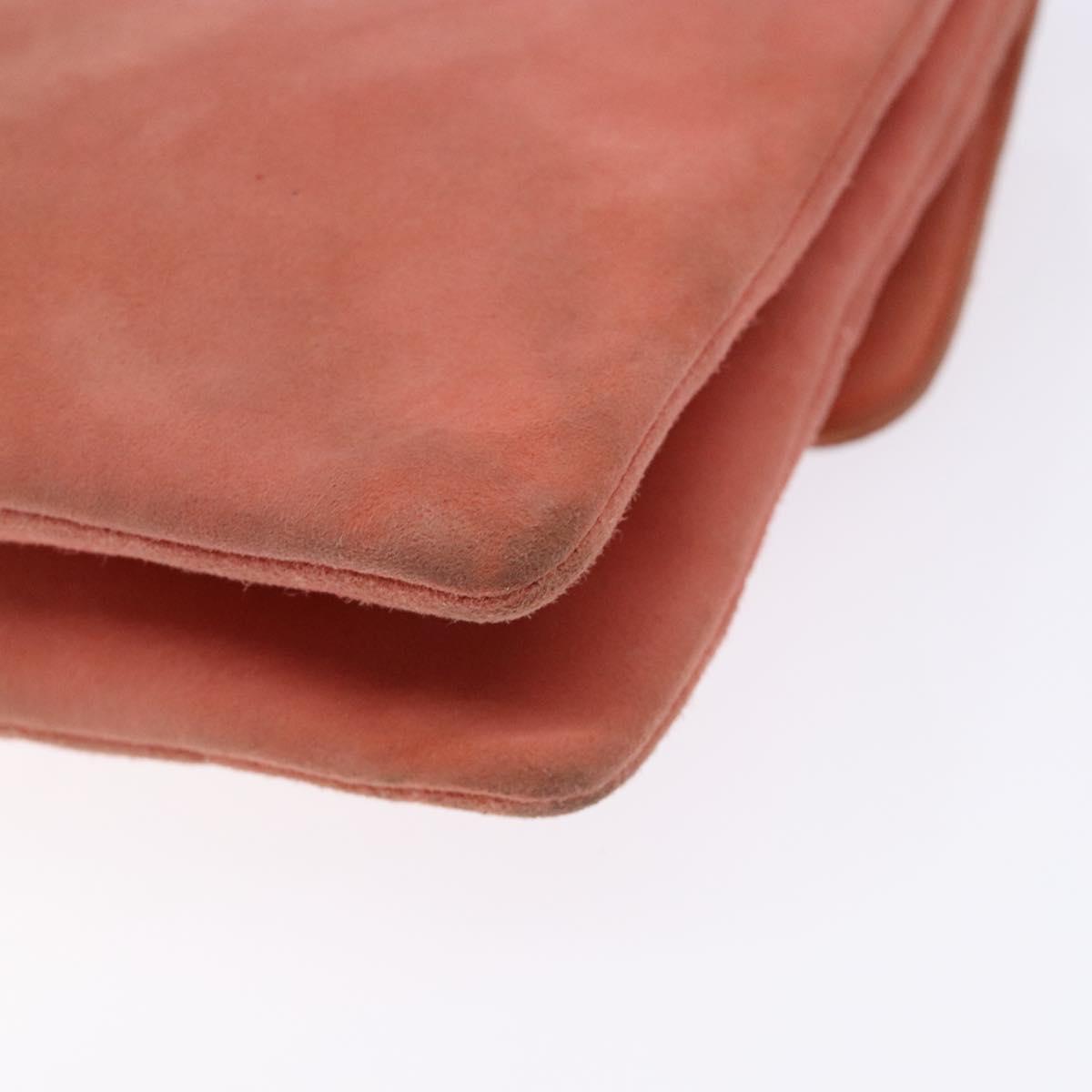 CHANEL Chain 2.55 Choco Bar Shoulder Bag Suede Pink Silver CC Auth 137890