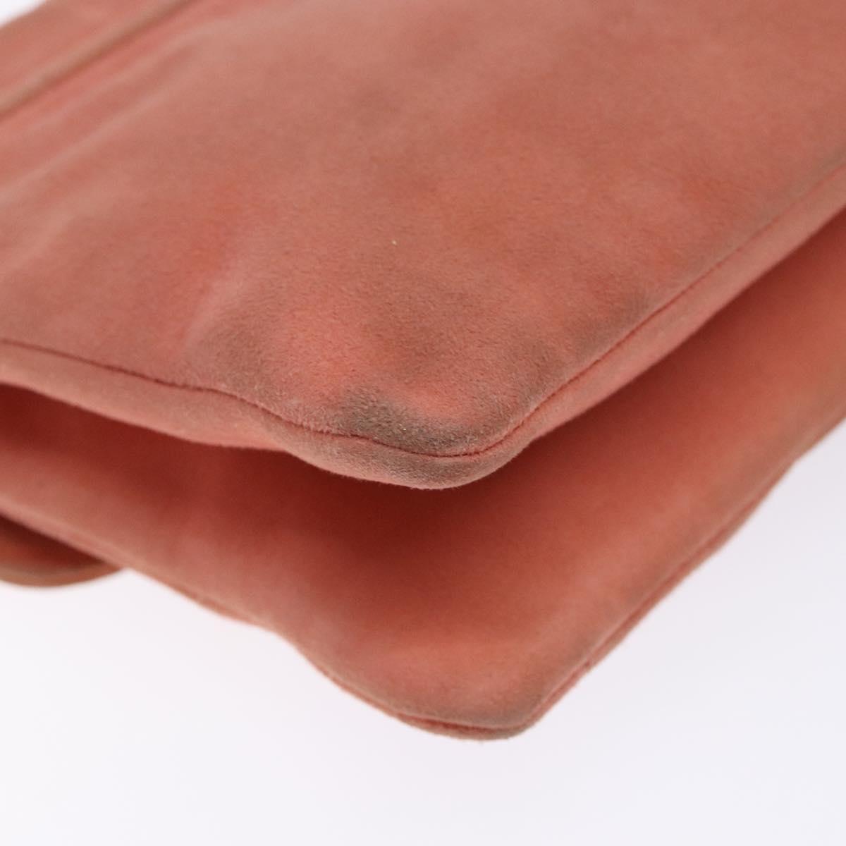 CHANEL Chain 2.55 Choco Bar Shoulder Bag Suede Pink Silver CC Auth 137890