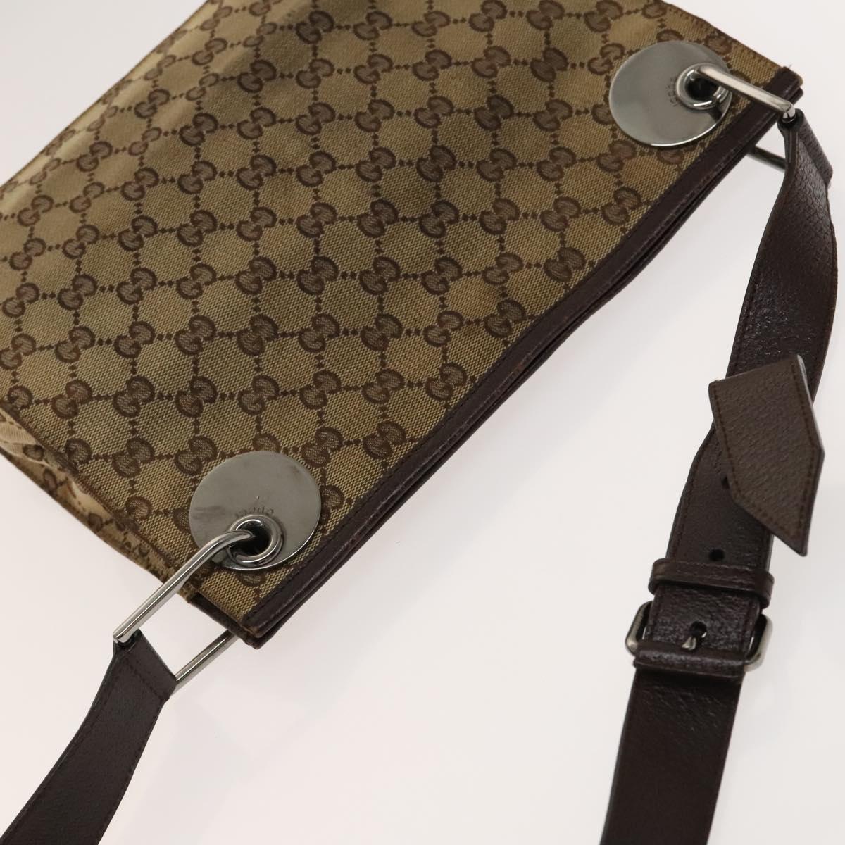 GUCCI GG Canvas Shoulder Bag Beige Silver 120841 Auth 137892