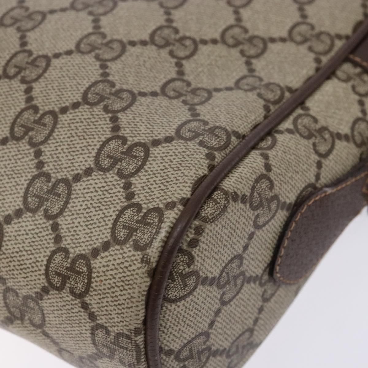 GUCCI GG Supreme Web Sherry Line Bag PVC Beige Gold 56 02 088 Auth 137908