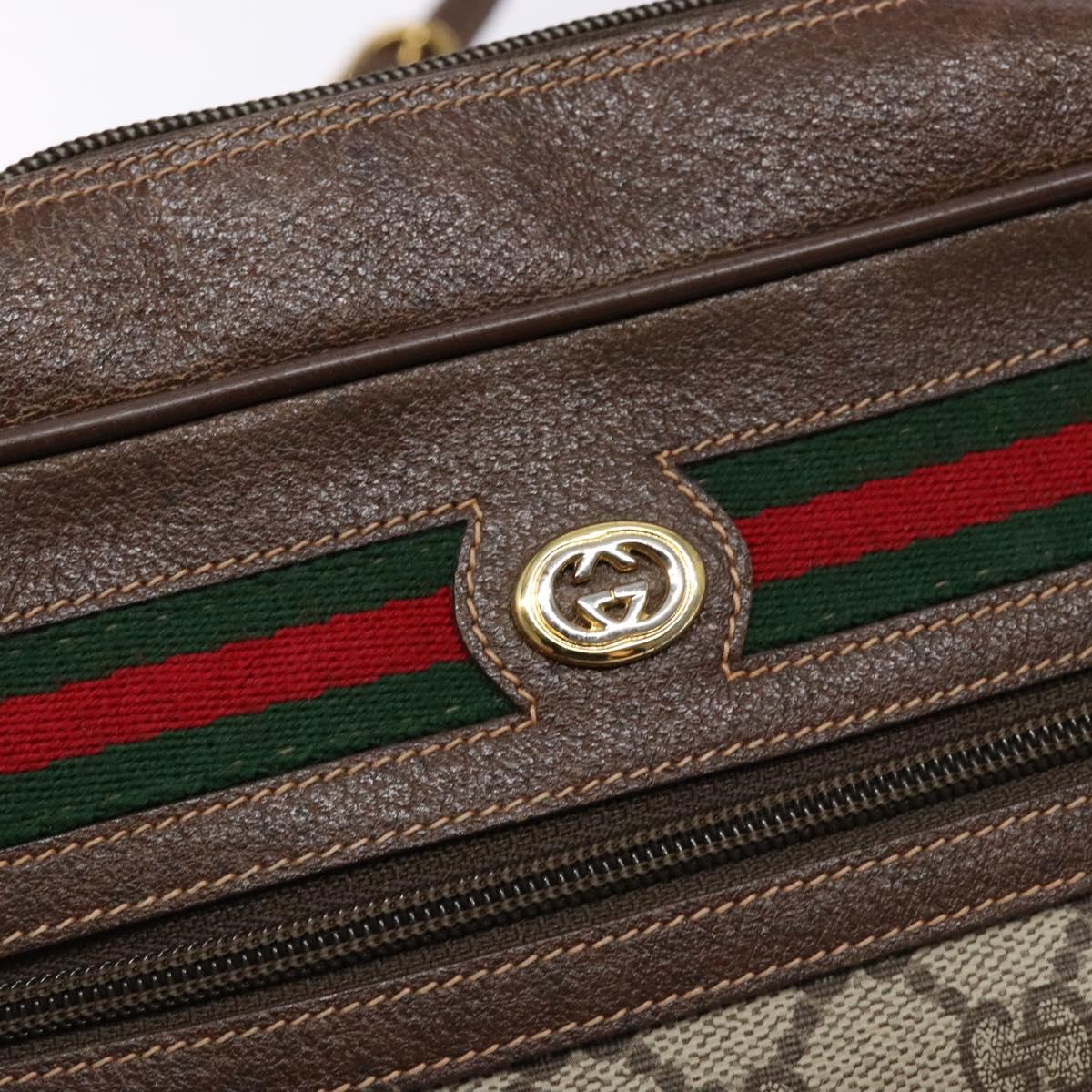 GUCCI GG Supreme Web Sherry Line Bag PVC Beige Gold 56 02 088 Auth 137908