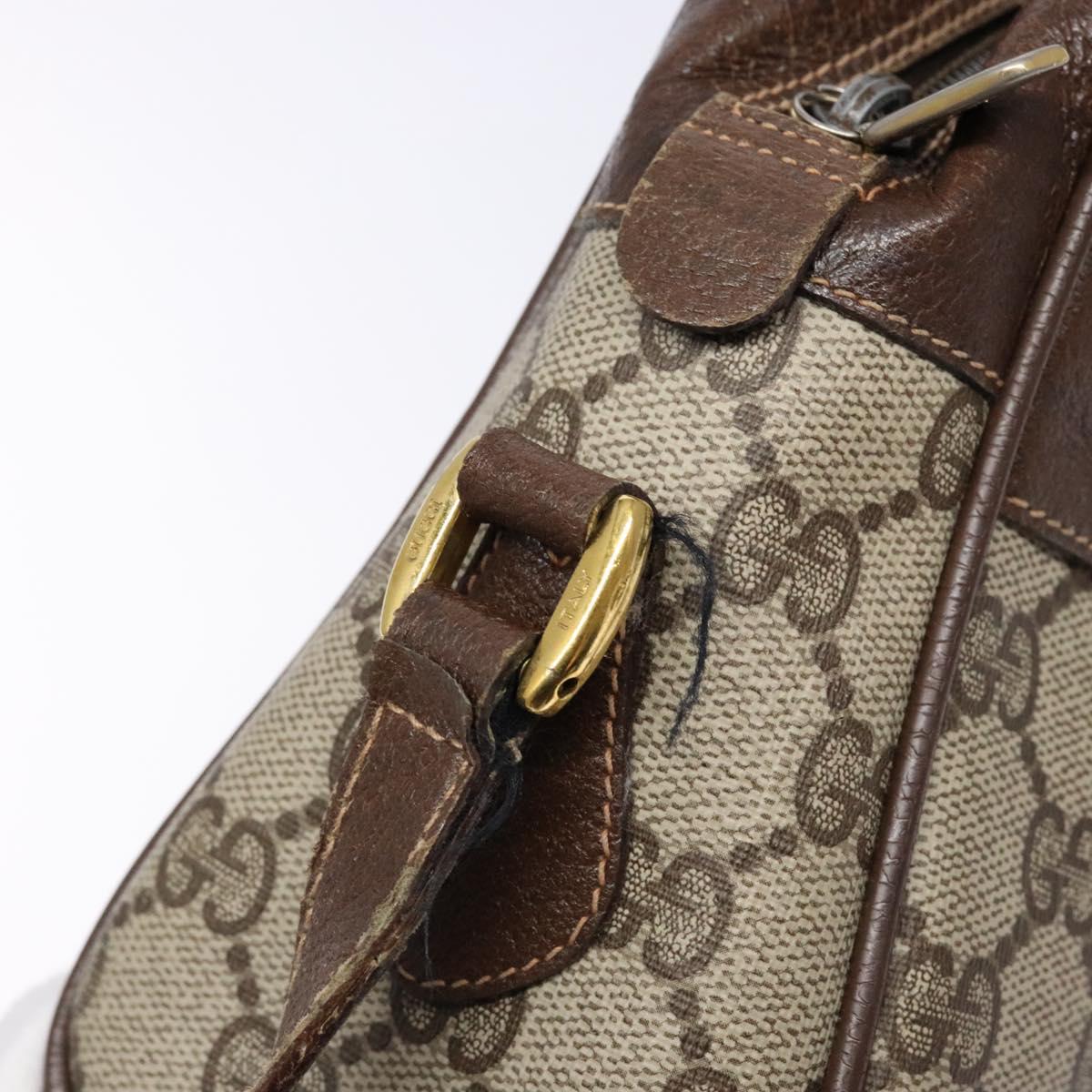GUCCI GG Supreme Web Sherry Line Bag PVC Beige Gold 56 02 088 Auth 137908