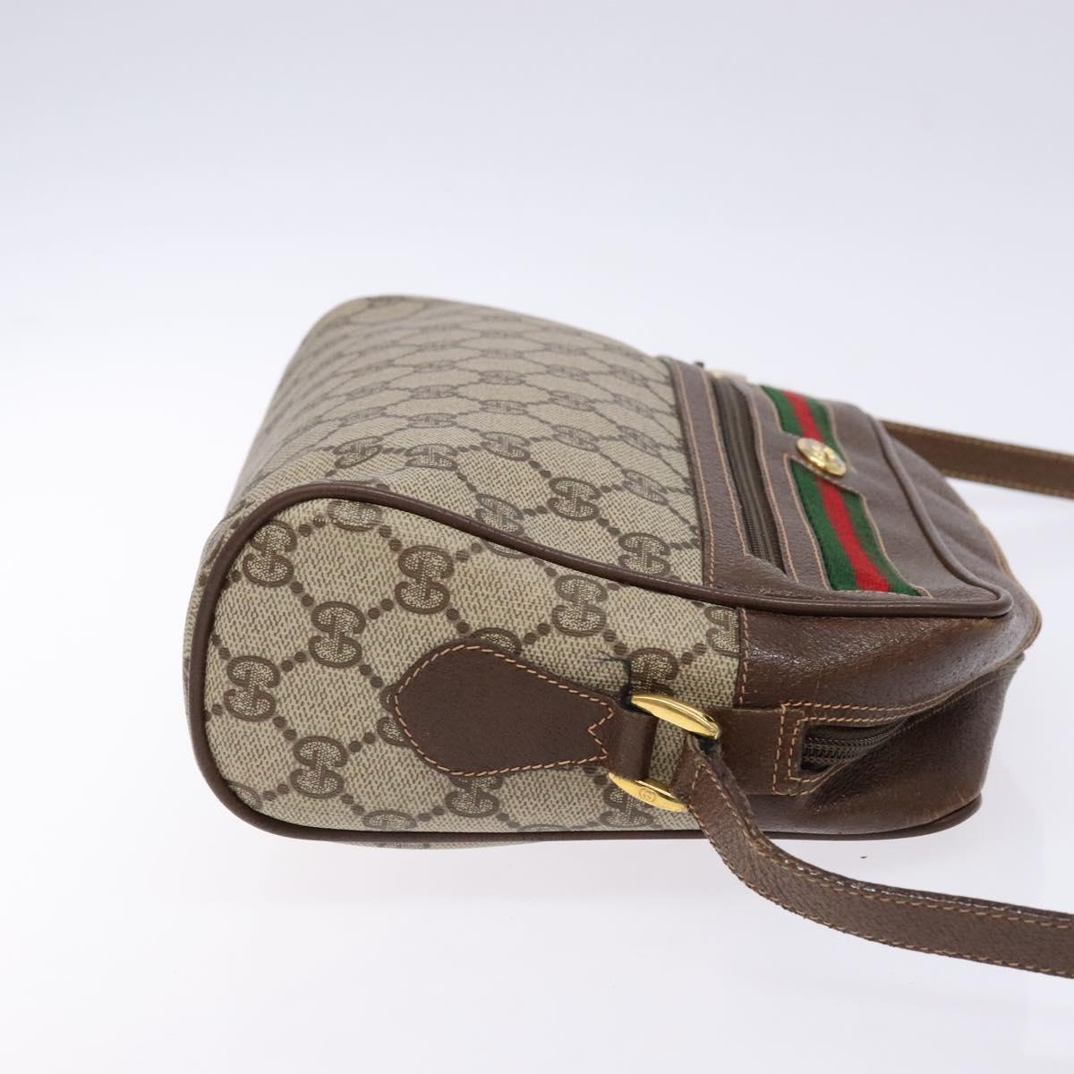 GUCCI GG Supreme Web Sherry Line Bag PVC Beige Gold 56 02 088 Auth 137908