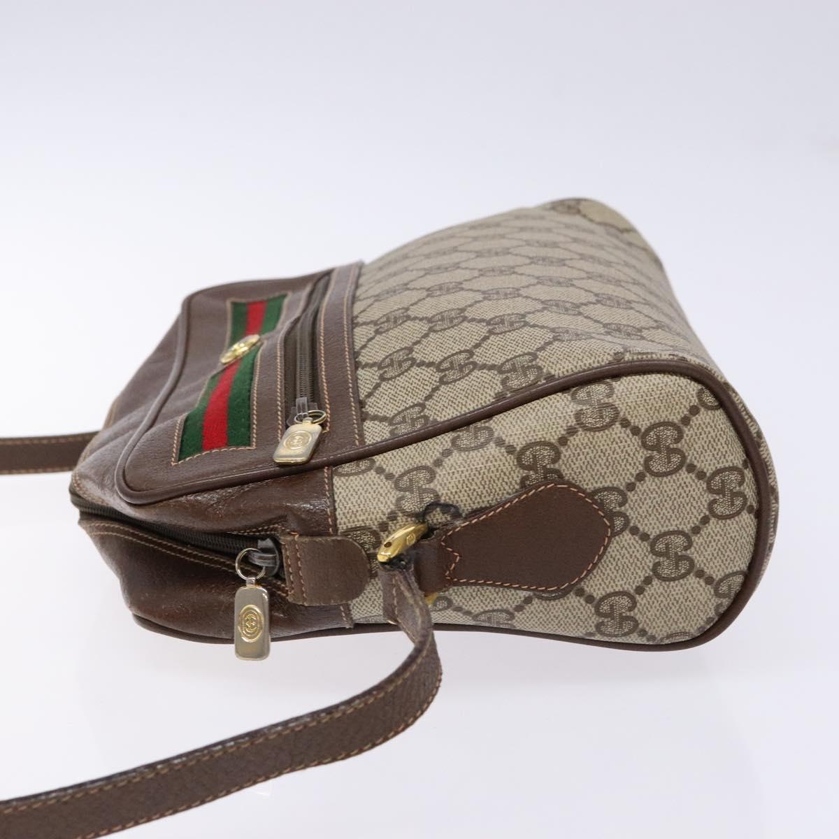 GUCCI GG Supreme Web Sherry Line Bag PVC Beige Gold 56 02 088 Auth 137908