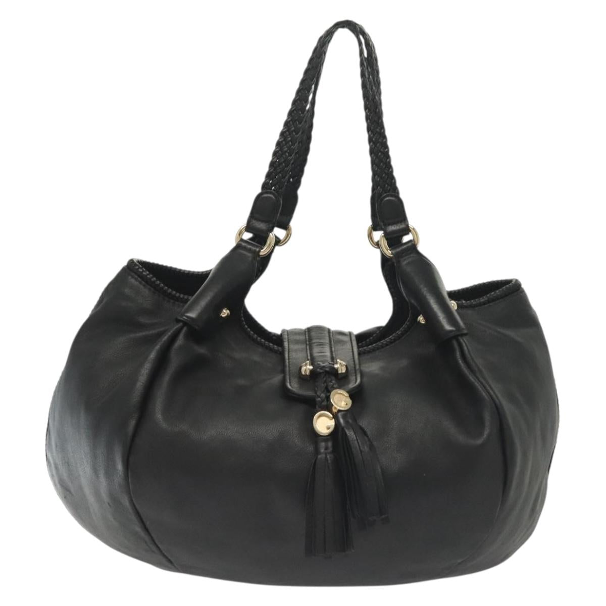 GUCCI Marrakech Tote Bag Leather Black Gold 257029 Auth 137913