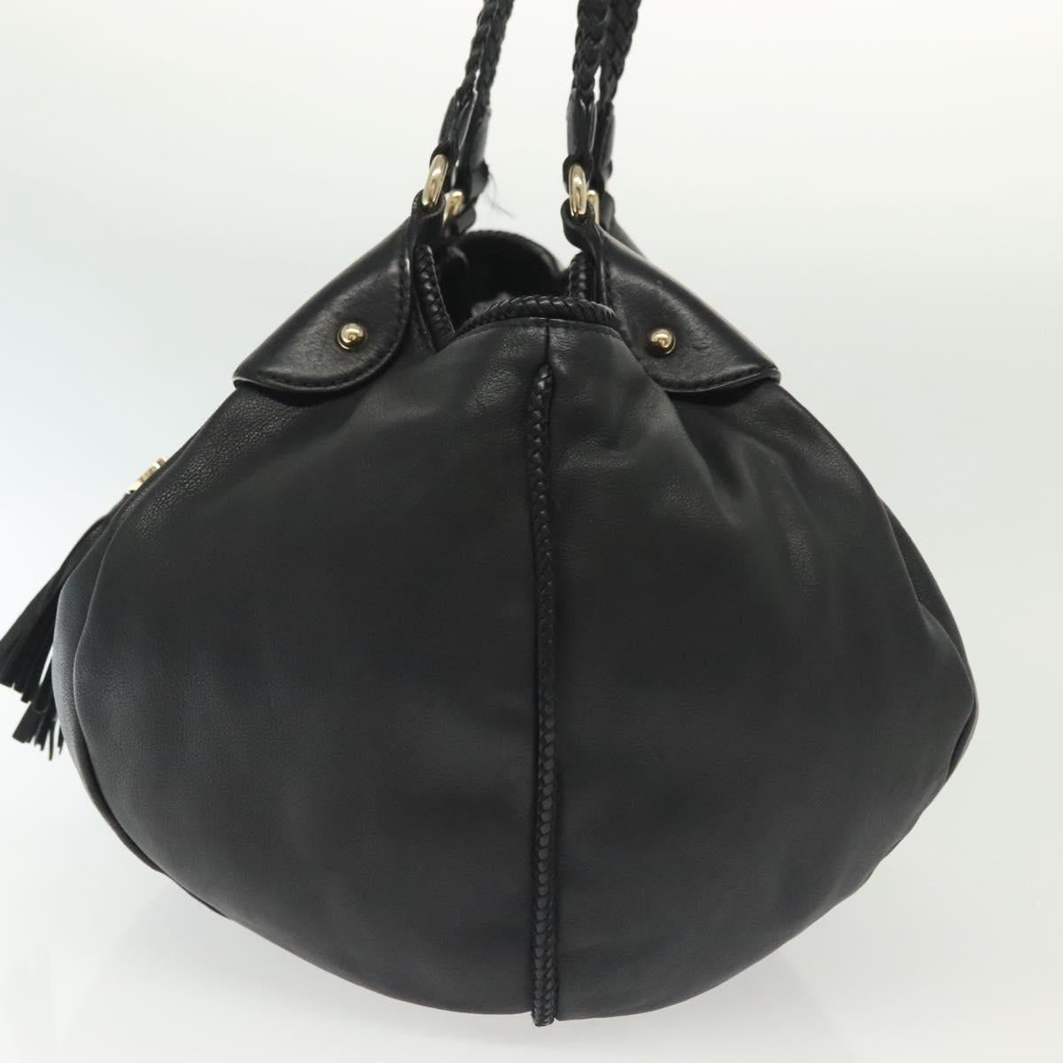 GUCCI Marrakech Tote Bag Leather Black Gold 257029 Auth 137913