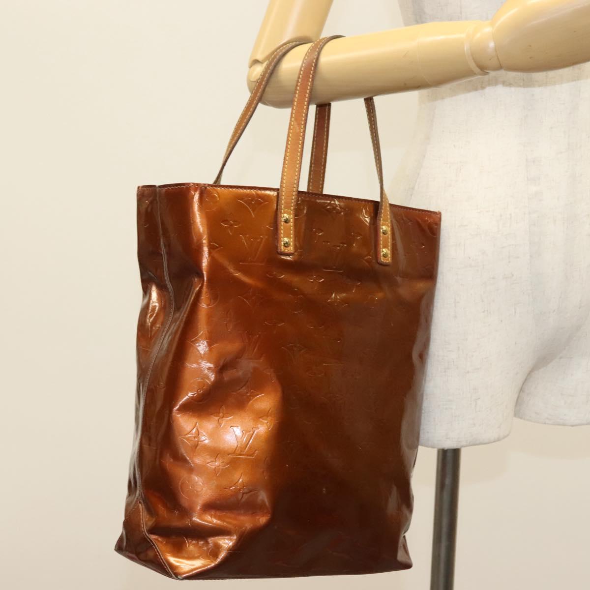 LOUIS VUITTON Monogram Vernis Reade MM Hand Bag Bronze M91143 LV Auth 137923