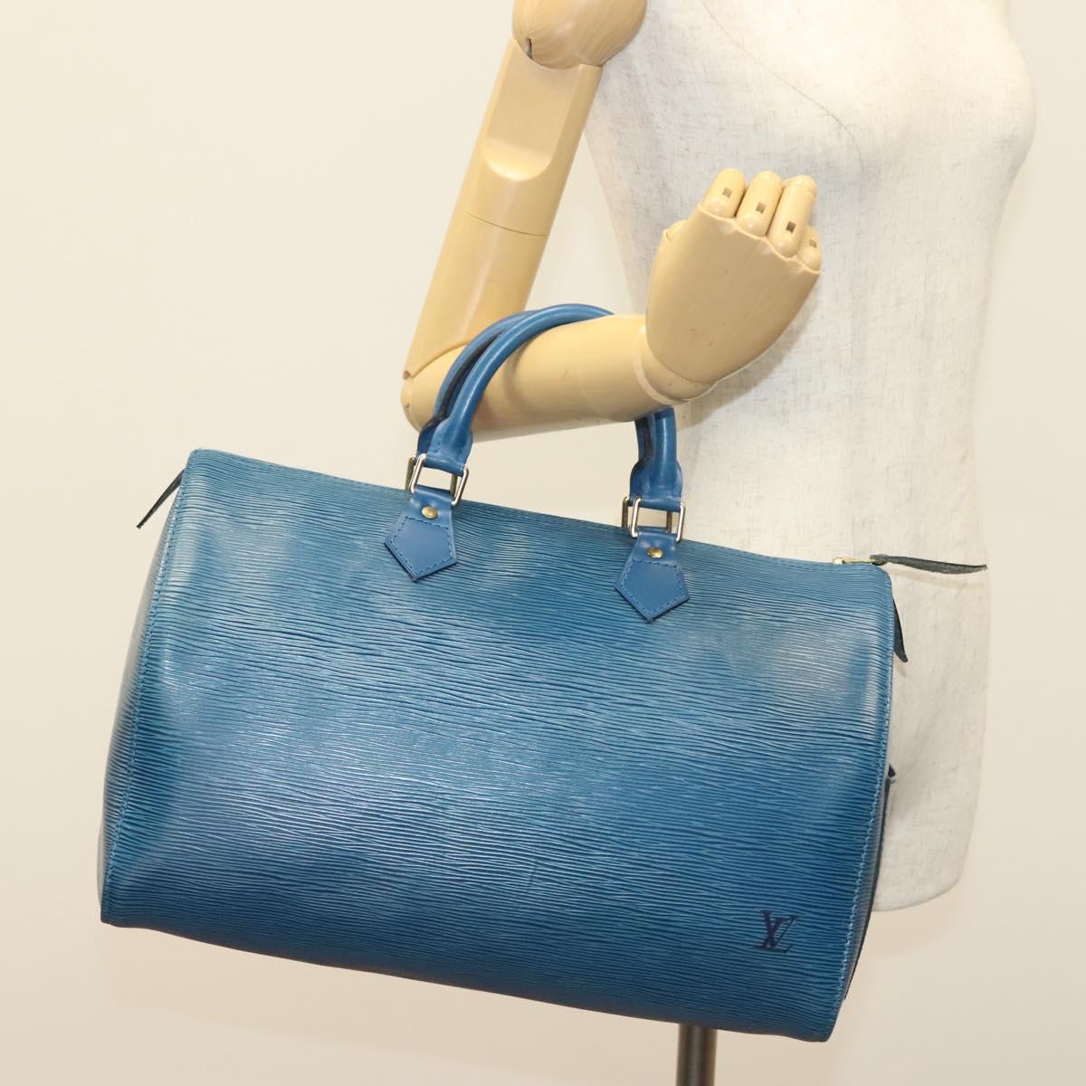 LOUIS VUITTON Epi Speedy 35 Hand Bag Toledo Blue M42995 LV Auth 137925