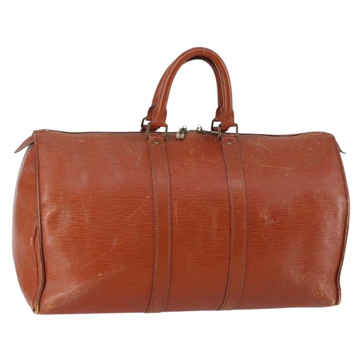 LOUIS VUITTON Epi Keepall 45 Boston Bag Vintage Brown M42978 LV Auth 137926