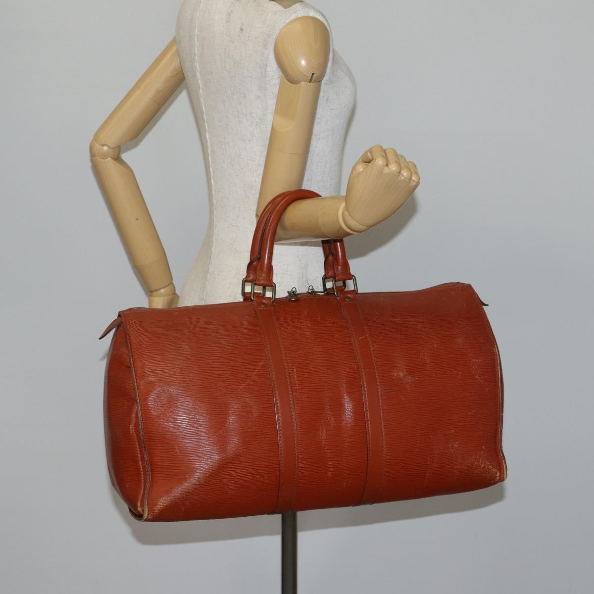 LOUIS VUITTON Epi Keepall 45 Boston Bag Vintage Brown M42978 LV Auth 137926