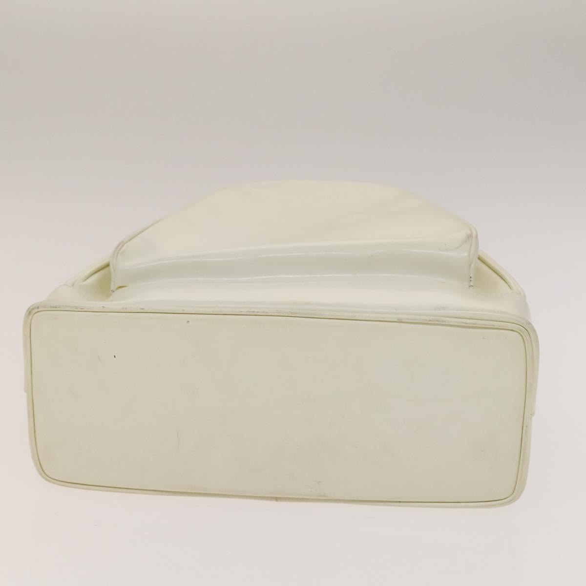 GUCCI Bamboo Body Bag Patent leather White Gold 003 3444 0127 Auth 137949