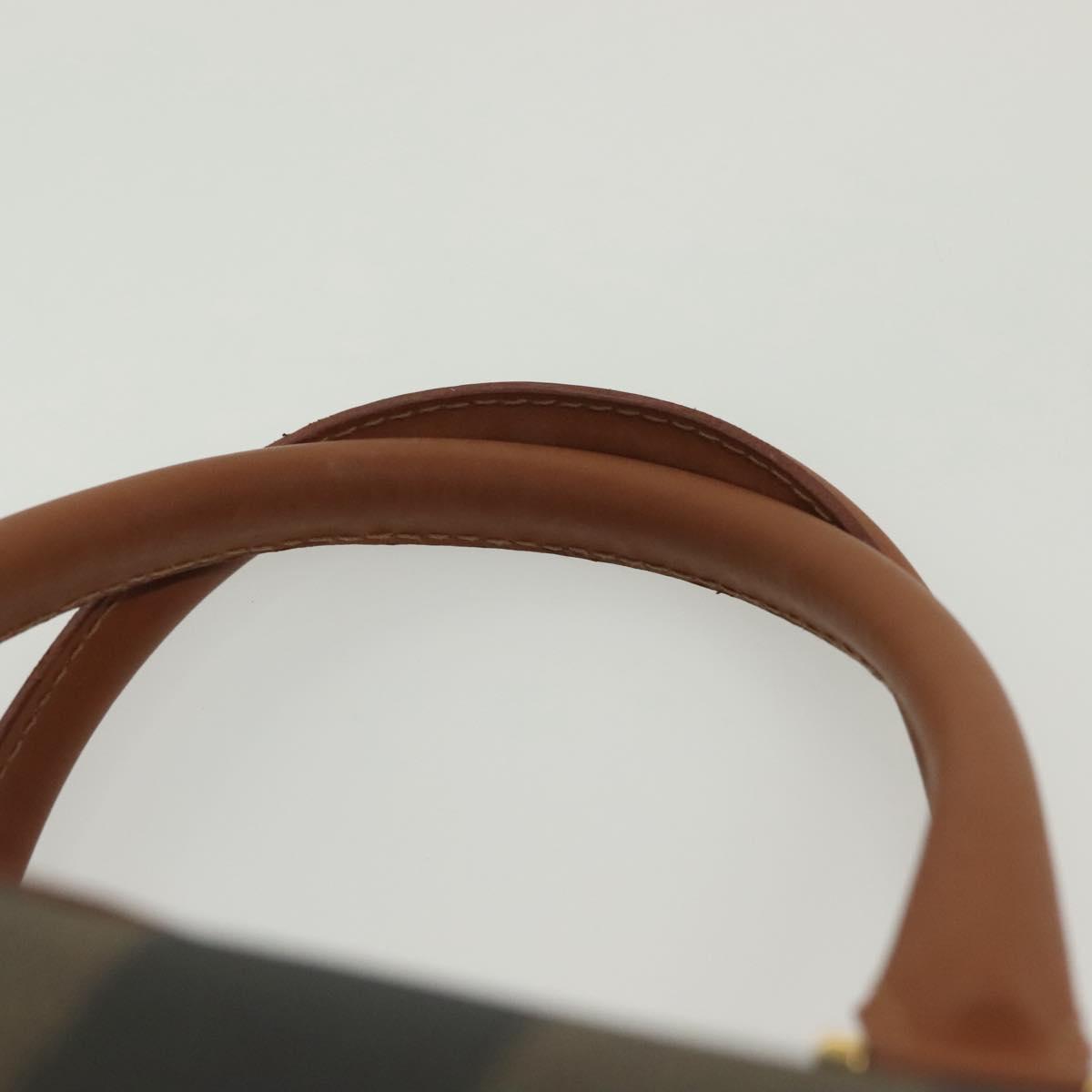 FENDI Pecan Canvas Hand Bag Black Brown Auth 137967
